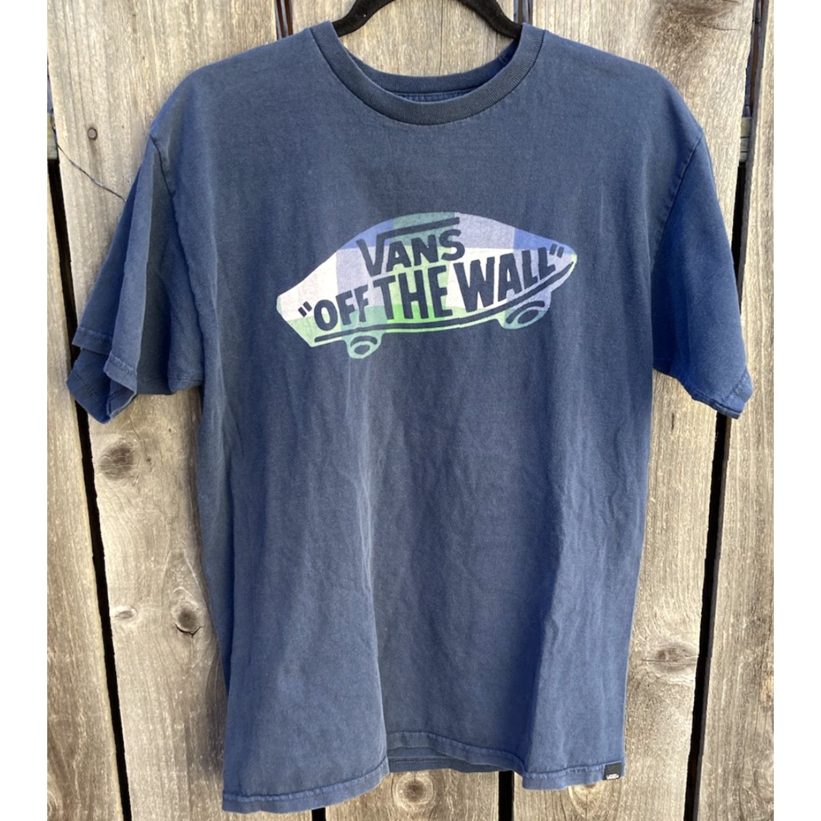Vans VANS Off The Wall T-Shirt Mens Blue 100% Cotton Short Sleeve Crew Neck Regular Fit Graphic Print Embroidered Logo Skateboarding 80s 90s Vintage No N/A Size US M / EU 48-50 / 2 - 2 Thumbnail