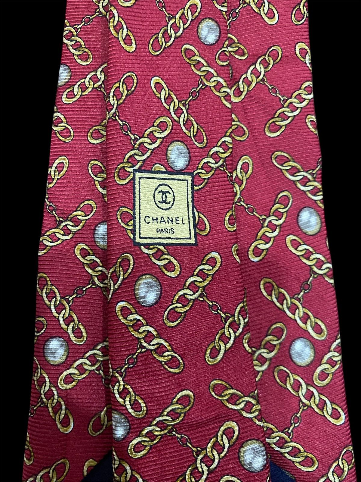 Chanel CHANEL GOLD CHAIN DESIGN SILK TIE Size ONE SIZE - 3 Thumbnail
