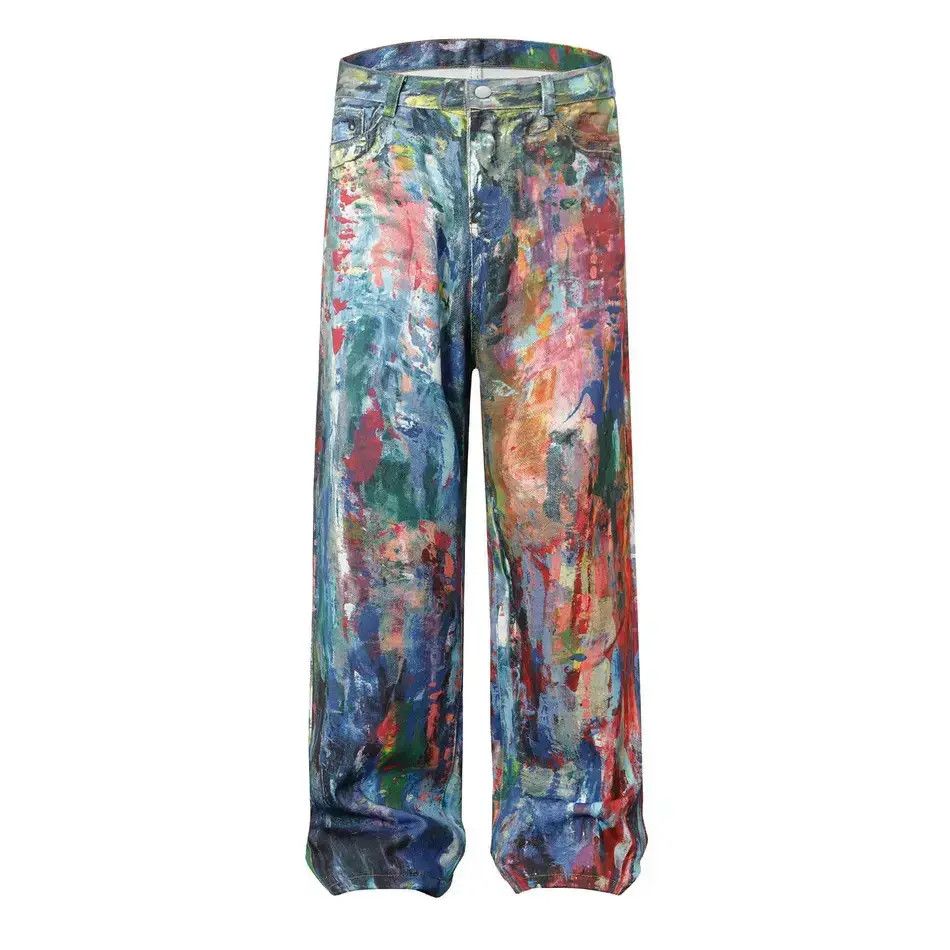 Japanese Brand Retro loose straight leg wide leg tie dye jeans Size US 32 / EU 48 - 1 Thumbnail