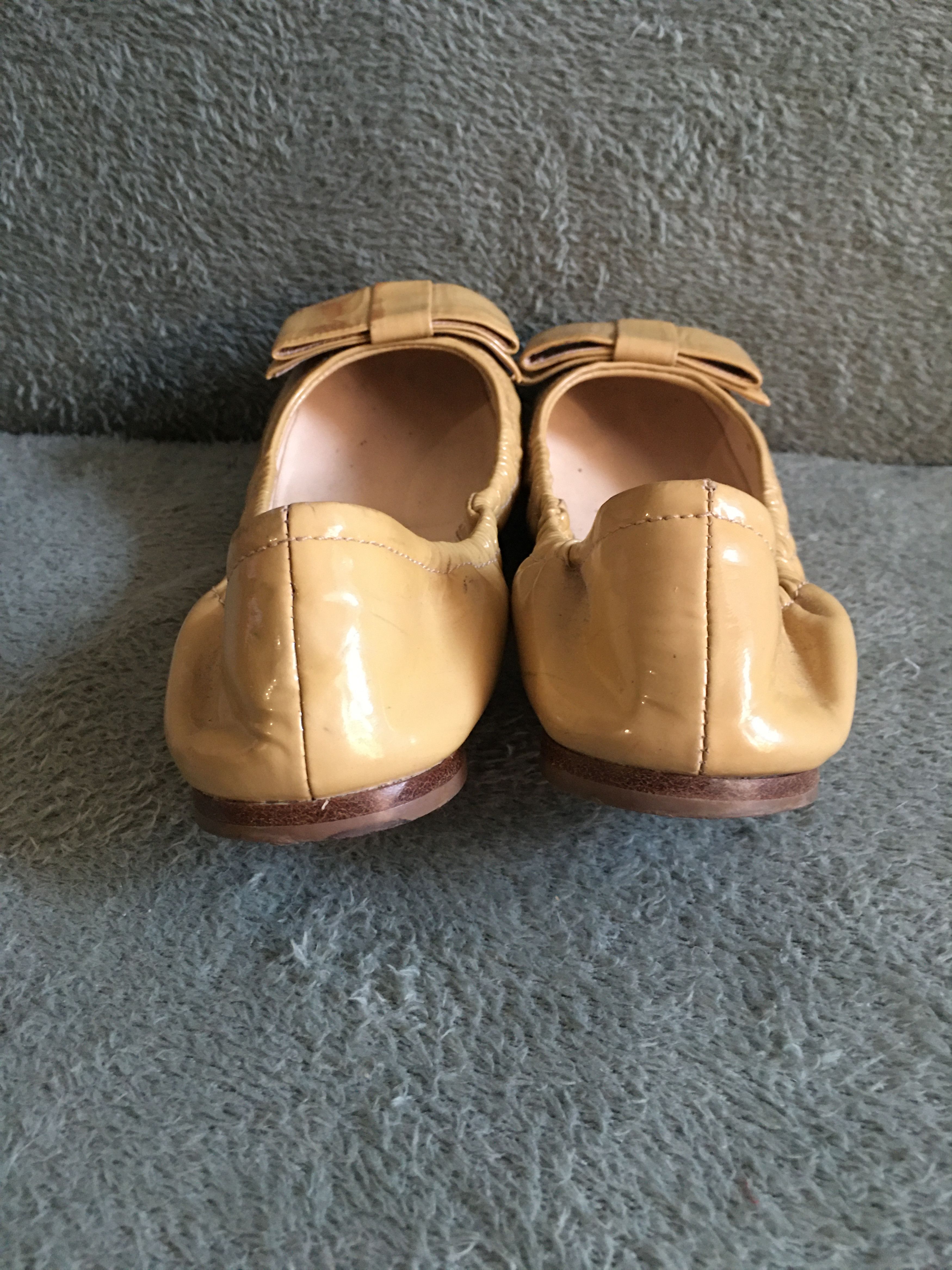 Prada × Vintage PRADA Beige Patent Leather Balets Flats Pumps EU37.5 Size US 7.5 / IT 37.5 - 7 Thumbnail