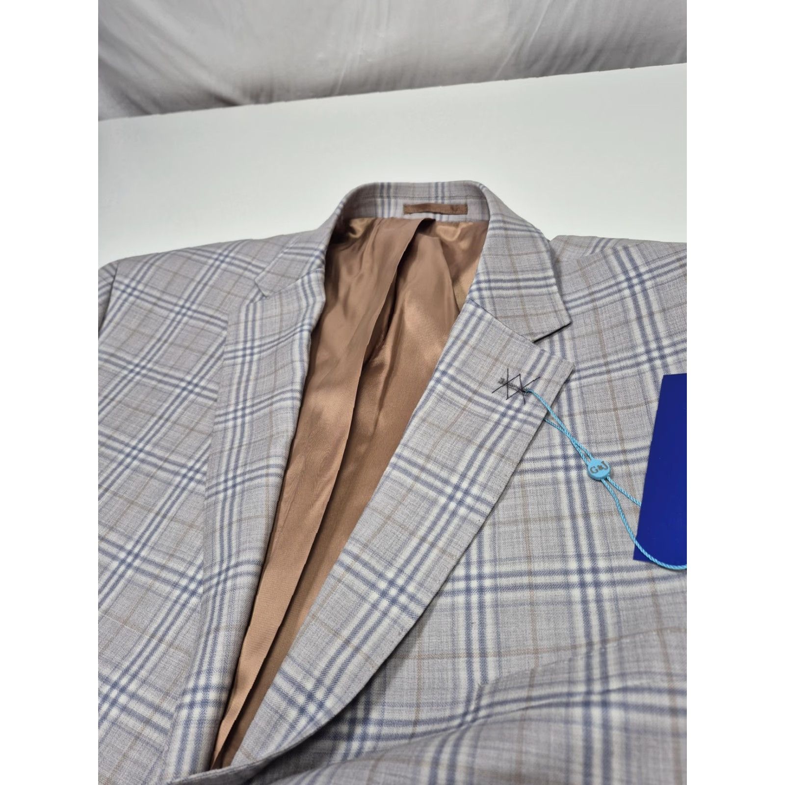 Vintage Giles & Jasper Blazer Mens 54L Gray Wool Plaid Modern Fit Sport Coat NWT Size 54R - 6 Thumbnail