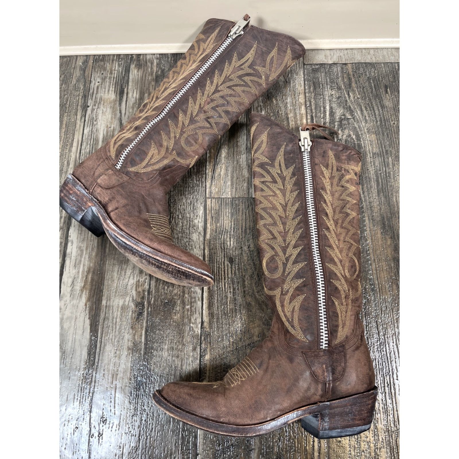 Old Gringo Old Gringo Mayra Western Boot Brown Leather 18" Pointed Toe Womens 5.5 Vintage No Size US 6 / IT 36 - 4 Thumbnail