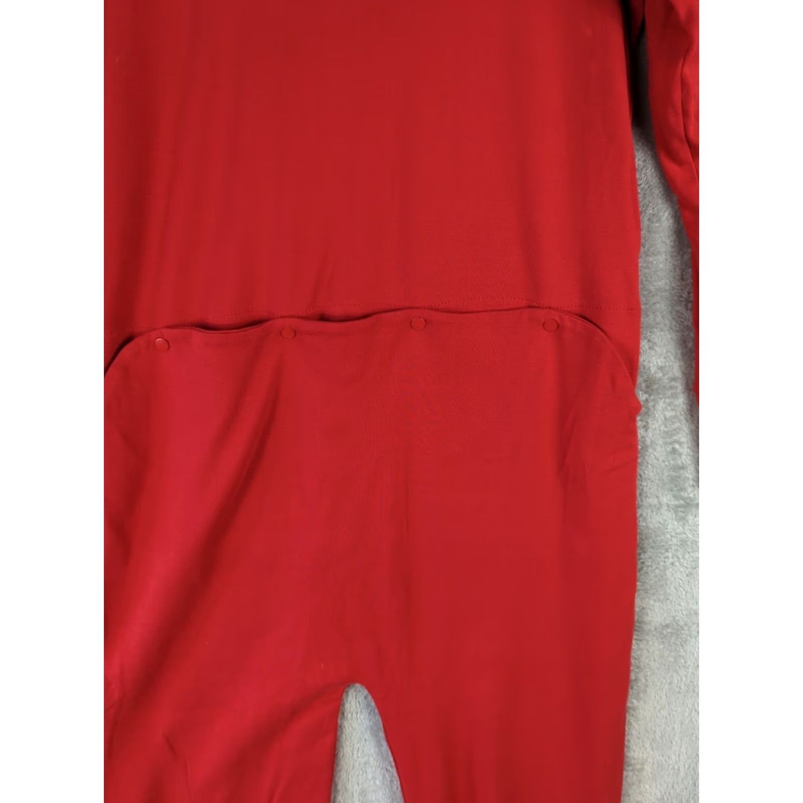 Vintage PajamaGram Footed Pajamas Womens M red Christmas Nana Snap Front Drop-Seat Knit 100% Cotton Crew Neck Solid Christmas Womens Size ONE SIZE - 6 Thumbnail