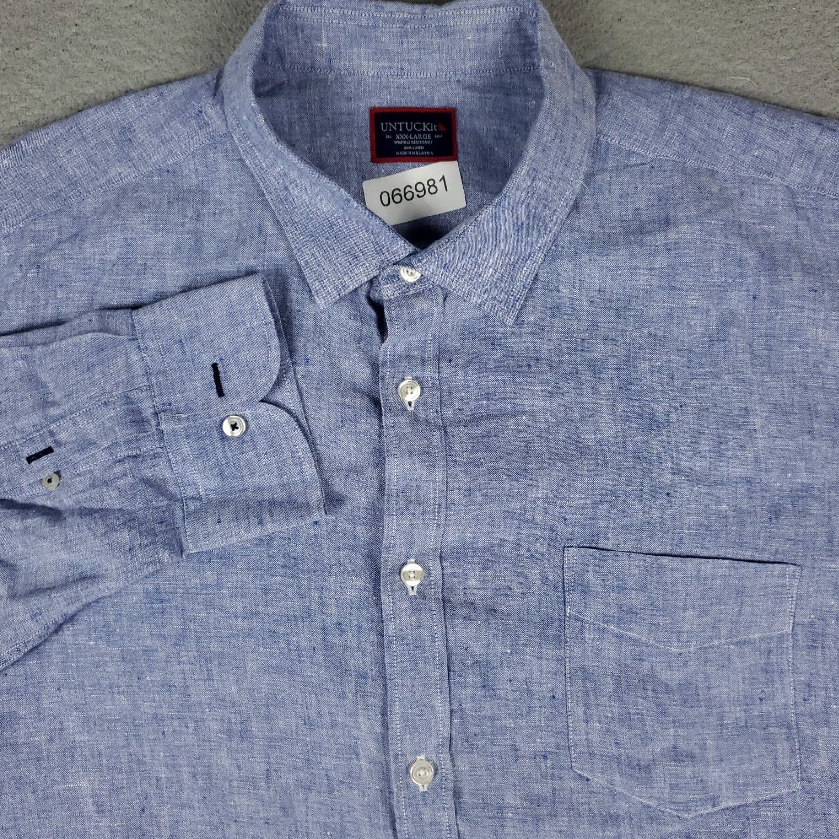 UNTUCKit UNTUCKit Shirt Mens 3XL Blue Linen Button-Up Long Sleeve Jacket? Size US XXL / EU 58 / 5 - 2 Thumbnail