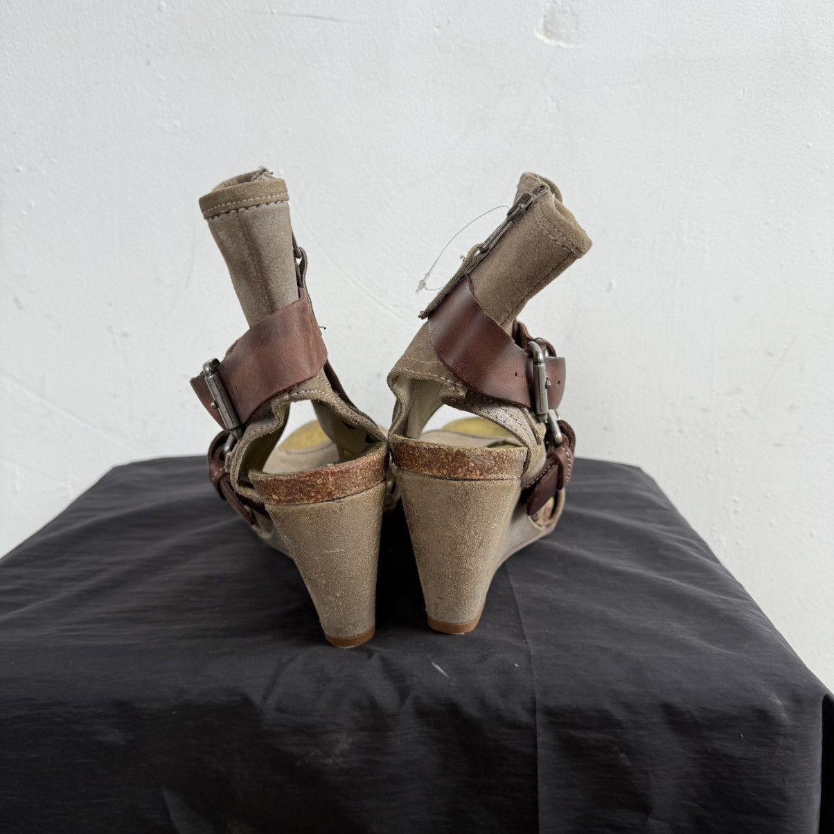 A.S.98 00’s Mjus Avant Garde Leather Wedge Sandals Buckles Boho Size US 10.5 / IT 40.5 - 8 Thumbnail