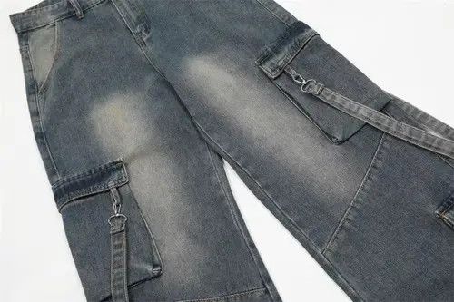 Japanese Brand × Jean Men's high street loose washed multi-pocket cargo jeans Size US 32 / EU 48 - 4 Thumbnail