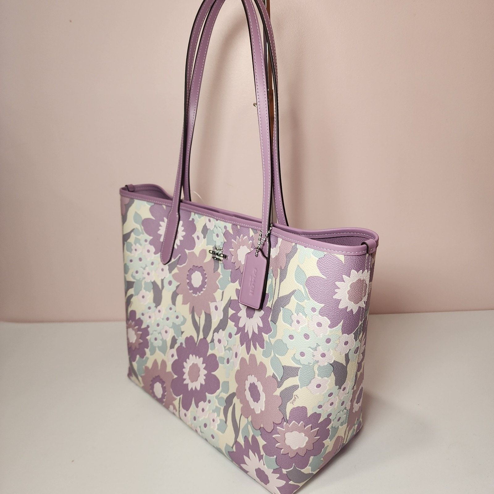 Coach NWT COACH CBG78 City Tote Bag With Floral Print Purple Multi Size ONE SIZE - 2 Thumbnail