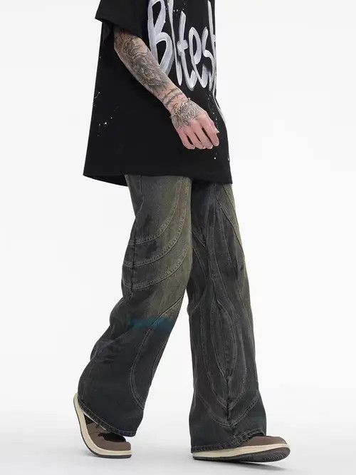 VIBE Vintage Washed Graffiti Micro Flared Heavy Duty Jeans Size US 34 / EU 50 - 6 Thumbnail