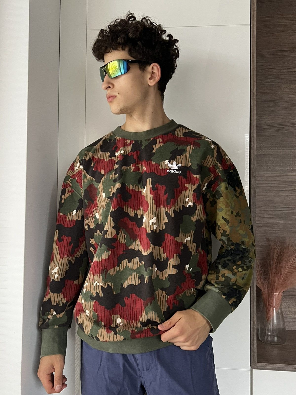 Adidas × Designer × Pharrell ‼️Archival Adidas x Pharrell Williams Hu Knit Camo Sweatshirt Size US M / EU 48-50 / 2 - 3 Thumbnail