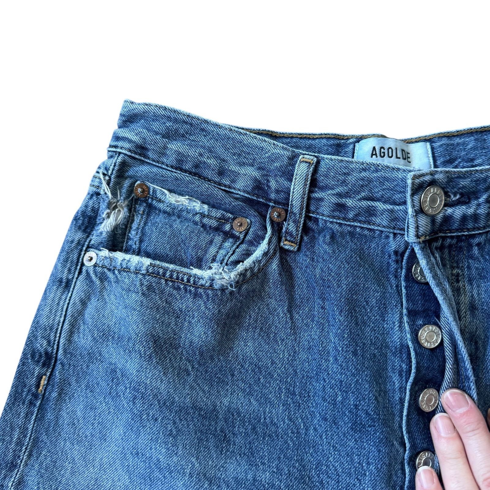 Agolde AGOLDE Riley High Rise Straight Crop Jean Frequency Wash Size 28" / US 6 / IT 42 - 8 Thumbnail