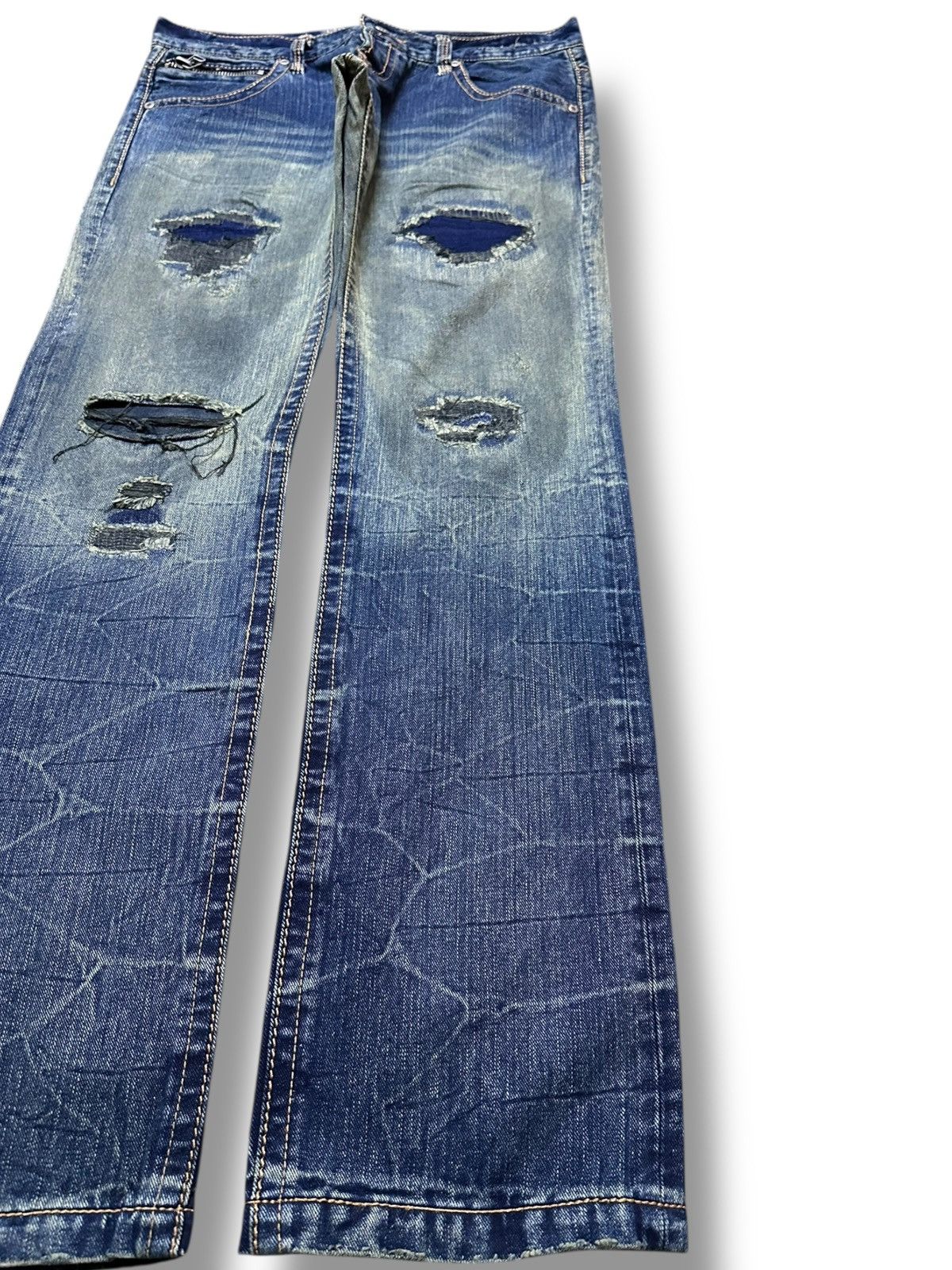 Tornado Mart Vintage Legendary Outfit Grunge Mudwash Honeycomb Denim Size US 35 - 4 Thumbnail