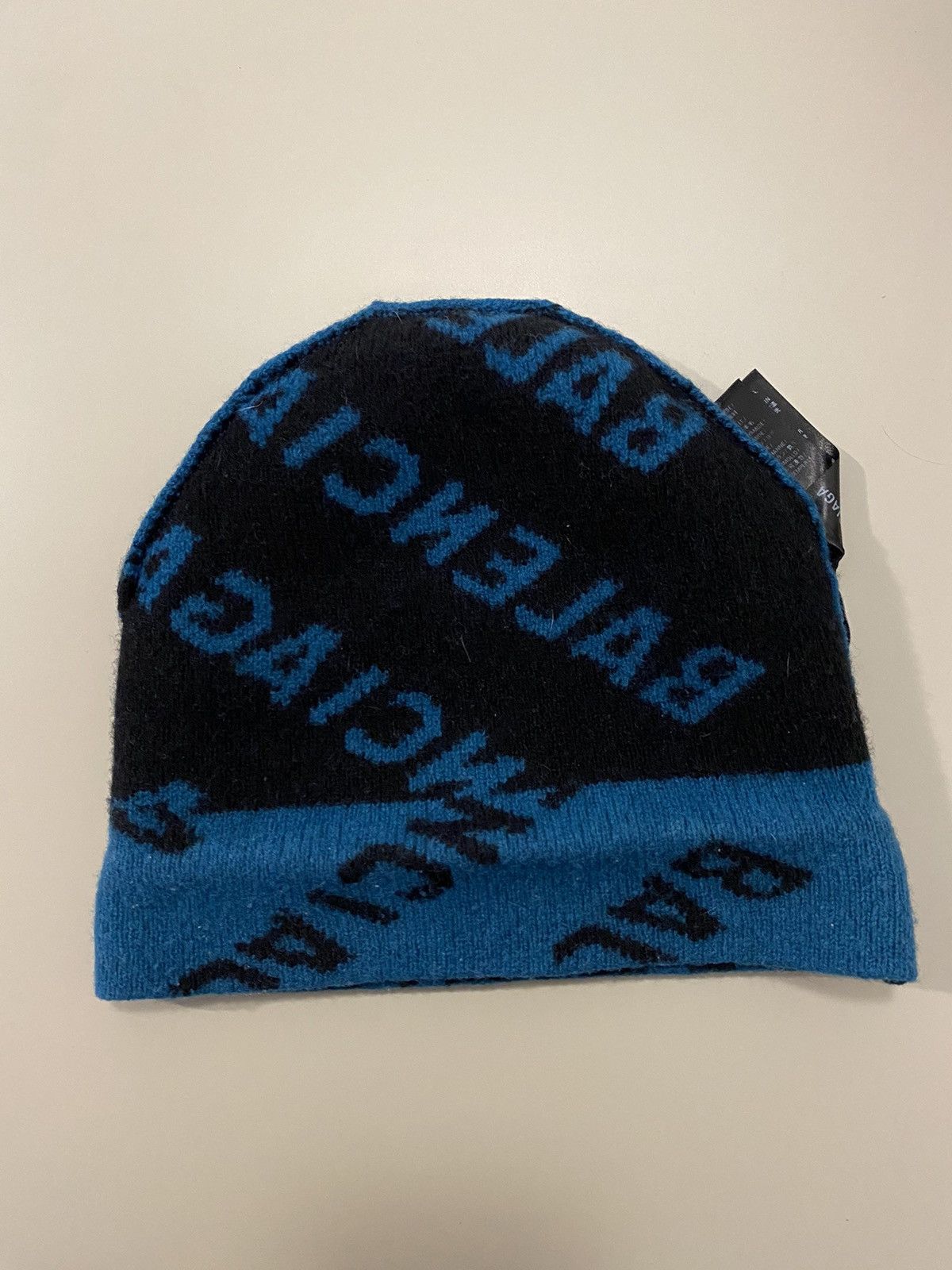 Balenciaga Balenciaga Allover Logo Beanie in Blue Size ONE SIZE - 3 Thumbnail