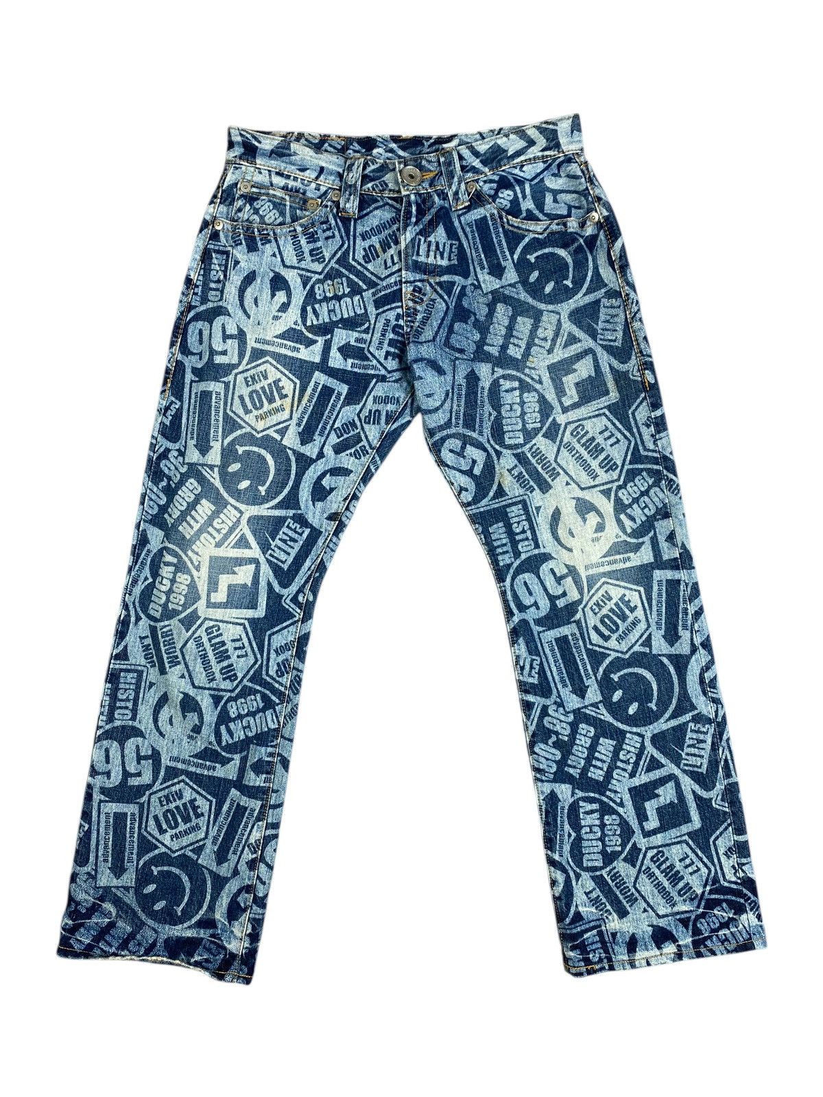 Japanese Brand Y2K 2000’s CO&LU “Stamp Print” Denim Size US 32 / EU 48 - 1 Thumbnail