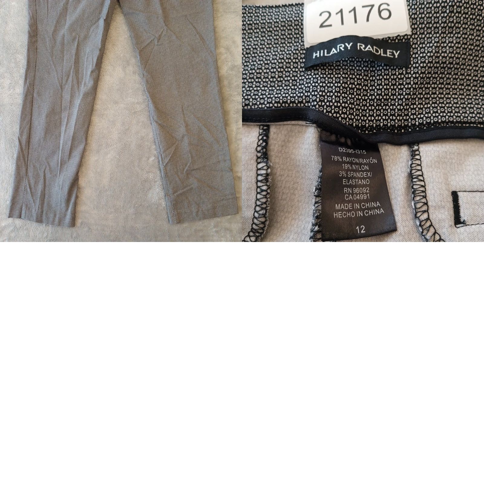 Vintage Hilary Radley Ankle Pants Womens Size 12 Black Geometric Pull On Stretch 34x28.5 Size 34" / US 12 / IT 48 - 8 Thumbnail