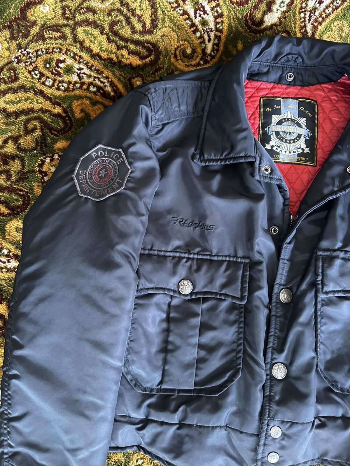 Vintage Vintage 90s Redskins Nylon Police Jacket Bomber Black red Size US M / EU 48-50 / 2 - 3 Thumbnail