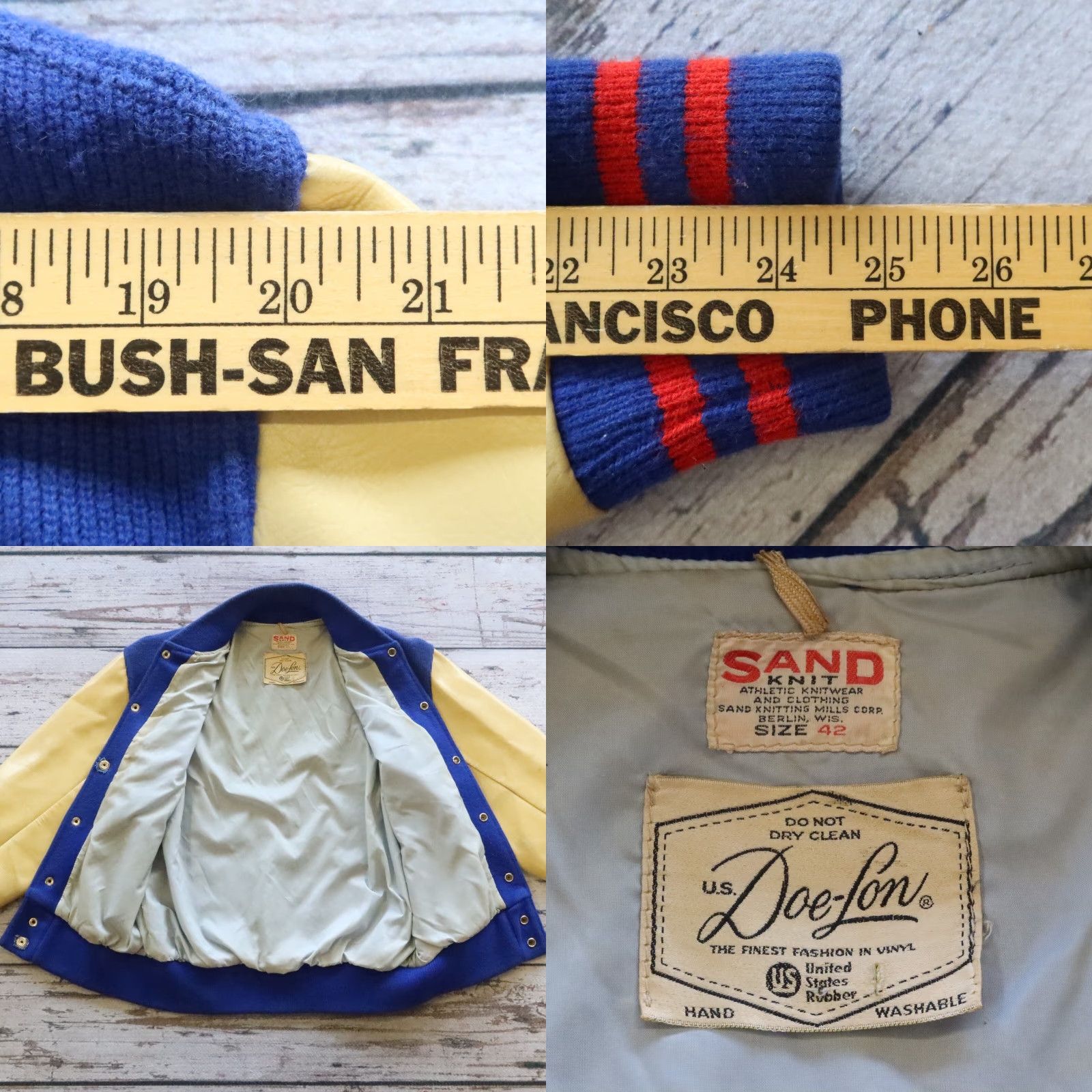Vintage VINTAGE Sandknit Varsity Jacket Mens Jacket 42 Blue 42 Wool USA Vintage Sandknit Varsity Jacket Size US XS / EU 42 / 0 - 8 Thumbnail