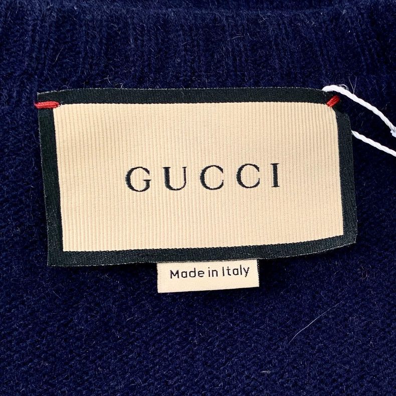 Gucci Gucci Dark blue chain cashmere V-neck single-breasted long- Size US S / EU 44-46 / 1 - 6 Thumbnail
