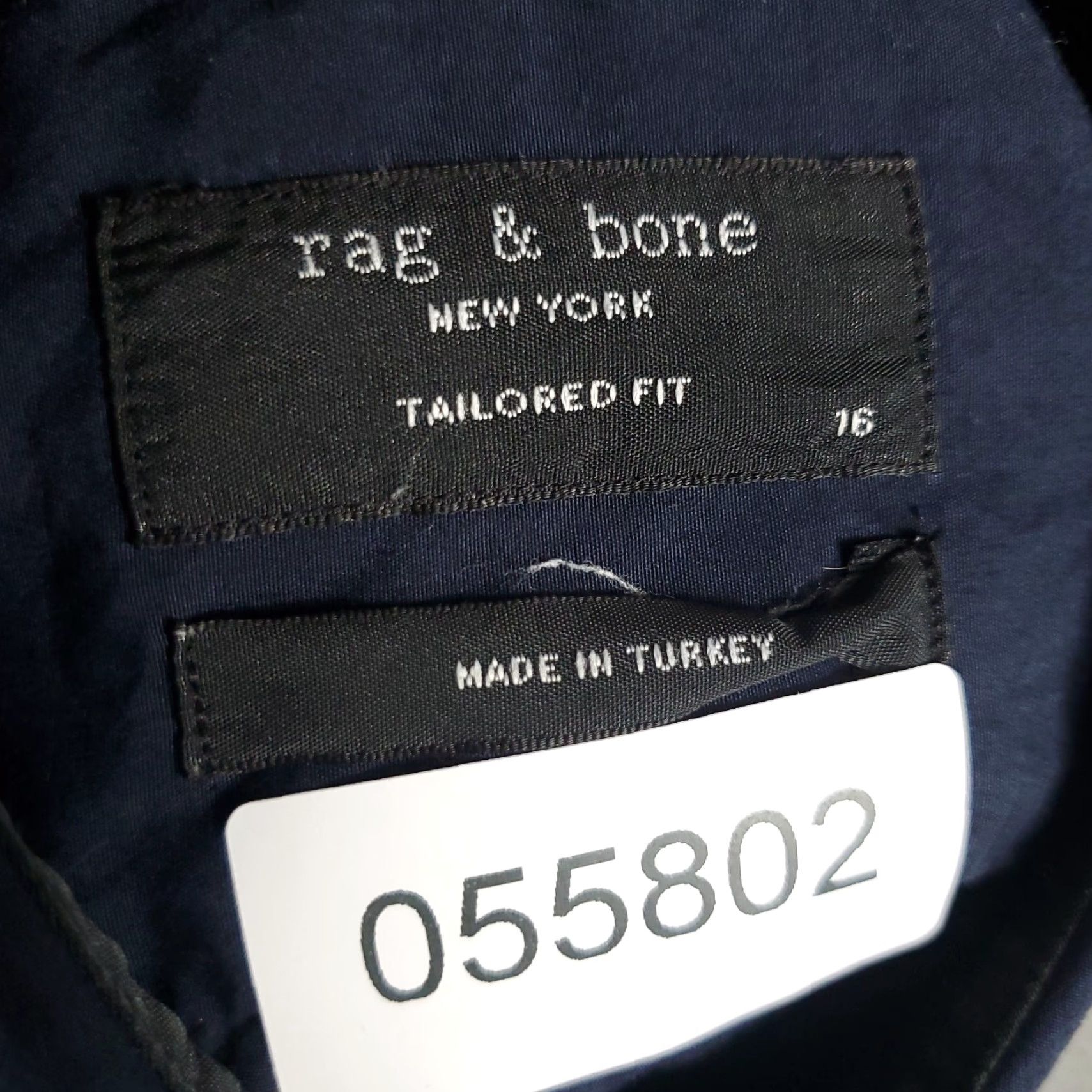 Rag & Bone Rag & Bone Shirt Mens Size 16 Navy Blue Dress Button Up Long Sleeve - Regular Fit, Cotton, Non-Iron, Classic Business Shirt Mens Size 42R - 7 Thumbnail