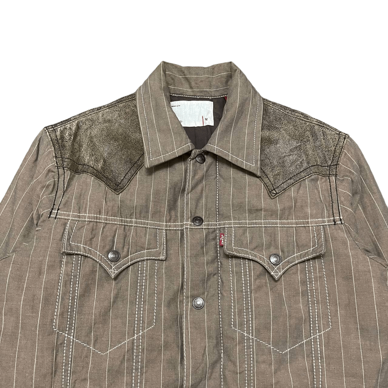 Levi's Vintage Levis Trucker Puffer Jacket Leather Shoulder Size US M / EU 48-50 / 2 - 2 Thumbnail