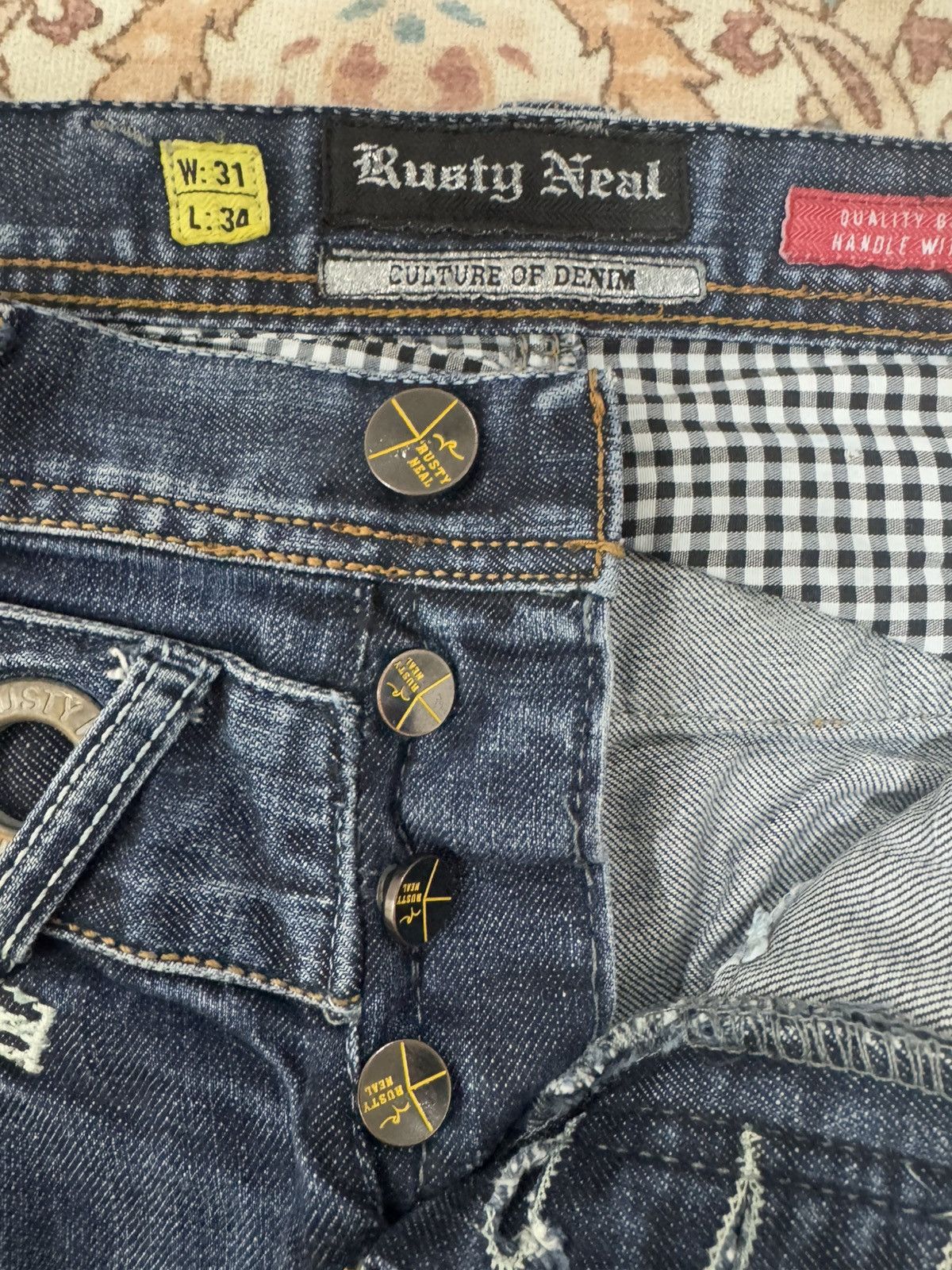 If Six Was Nine × Rusty × Vintage Vintage Rusty Neal Double Waist Low Rise Jeans Size US 34 / EU 50 - 8 Thumbnail