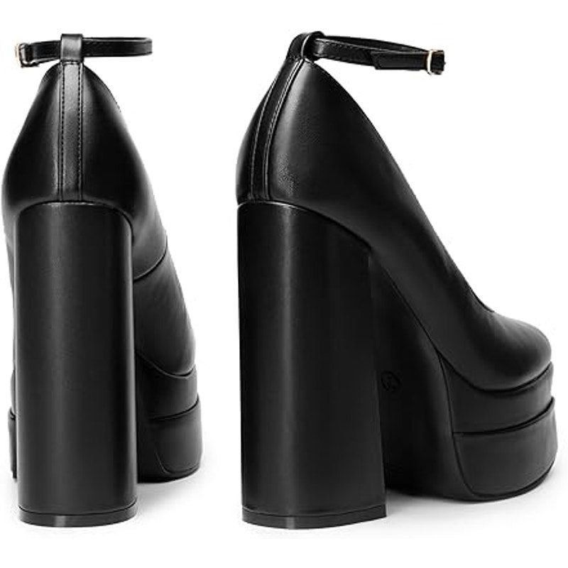 Other Dream Pairs Women's 8.5 Black Closed Toe Platform Heels Size US 8.5 / IT 38.5 - 3 Thumbnail