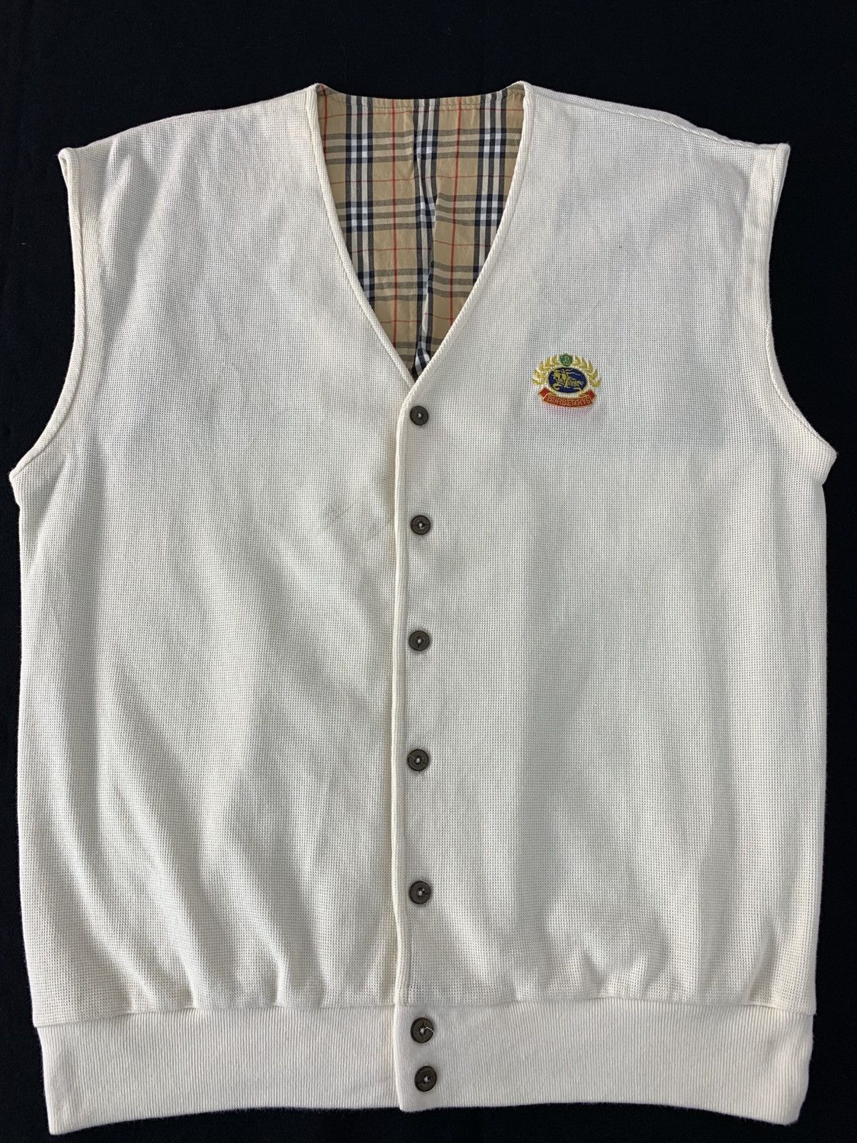 Burberry 90s Burberrys Of London Plaid Checked Monogram Vest Knitted Size US XL / EU 56 / 4 - 3 Thumbnail