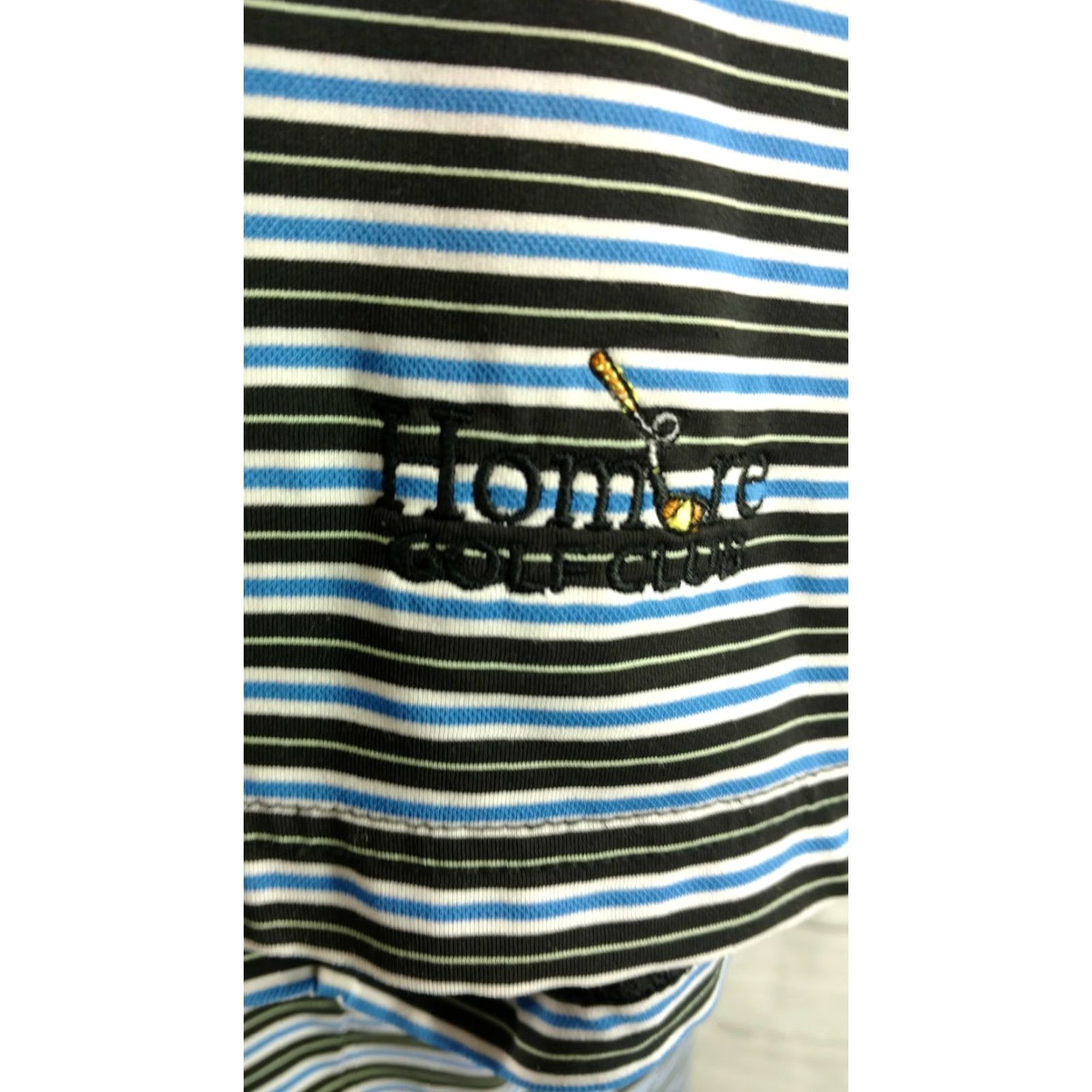 Footjoy FootJoy FJ Hombre Golf Club Polo Shirt Black Blue White Striped Spandex Medium Men Polo Shirt Short Sleeve Nylon Polyester Spandex Size US M / EU 48-50 / 2 - 3 Thumbnail