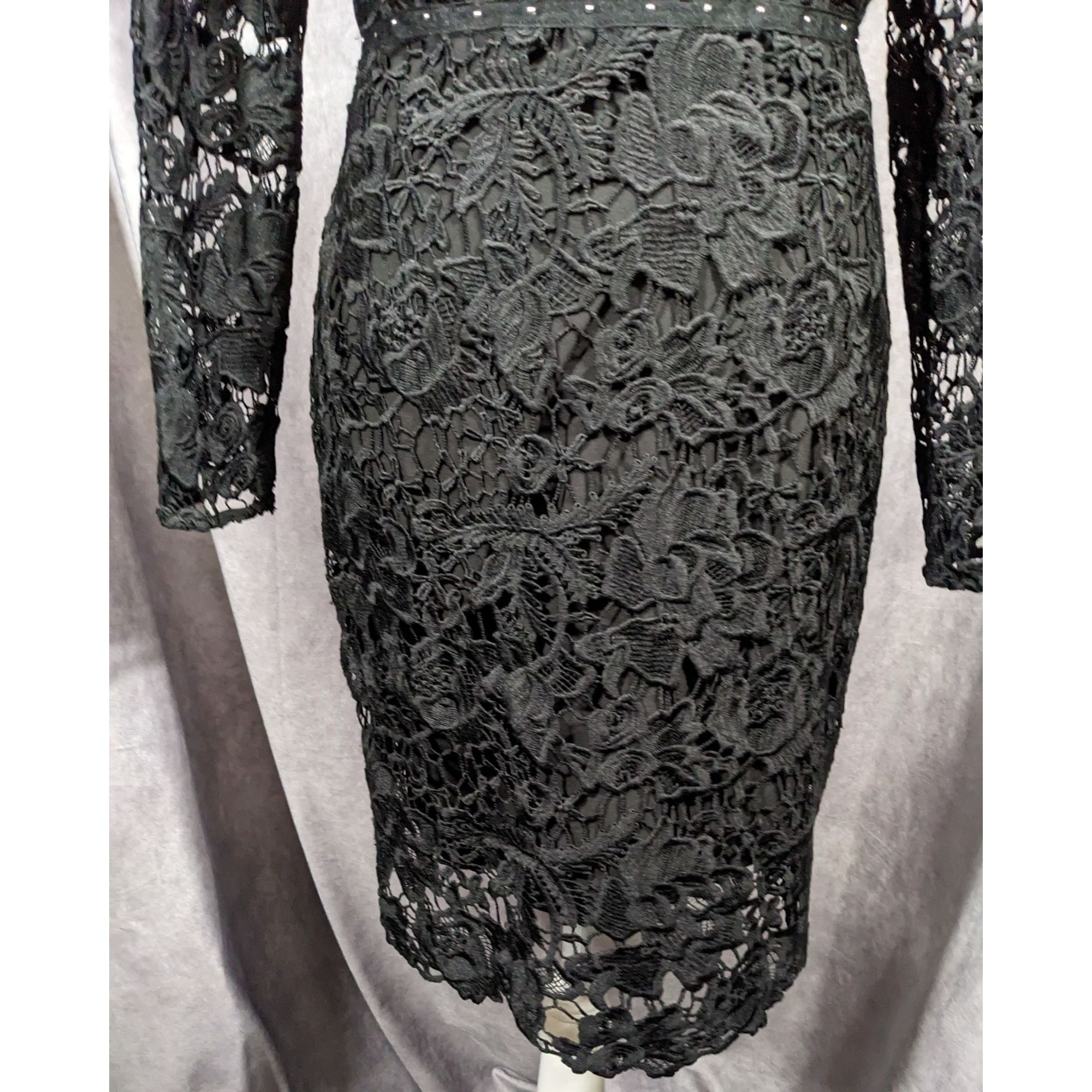Sam Edelman Sam Edelson Gothic Black Lace Midi Dress Size 0 Size XS / US 0-2 / IT 36-38 - 5 Thumbnail