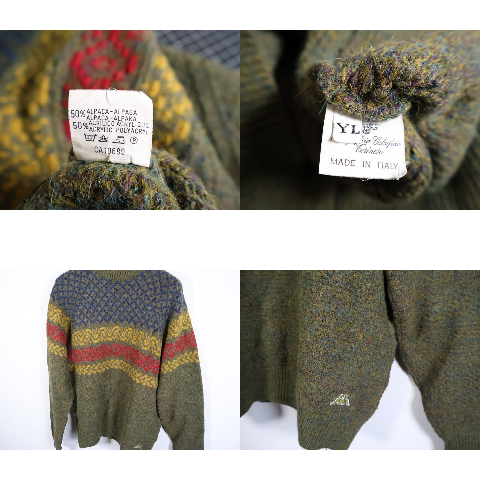 Kappa VINTAGE Kappa Sweater Geometric Pattern Chunky-Knit Italy Adult XL Green Pullover Crew Neck Men’s Size US XL / EU 56 / 4 - 8 Thumbnail