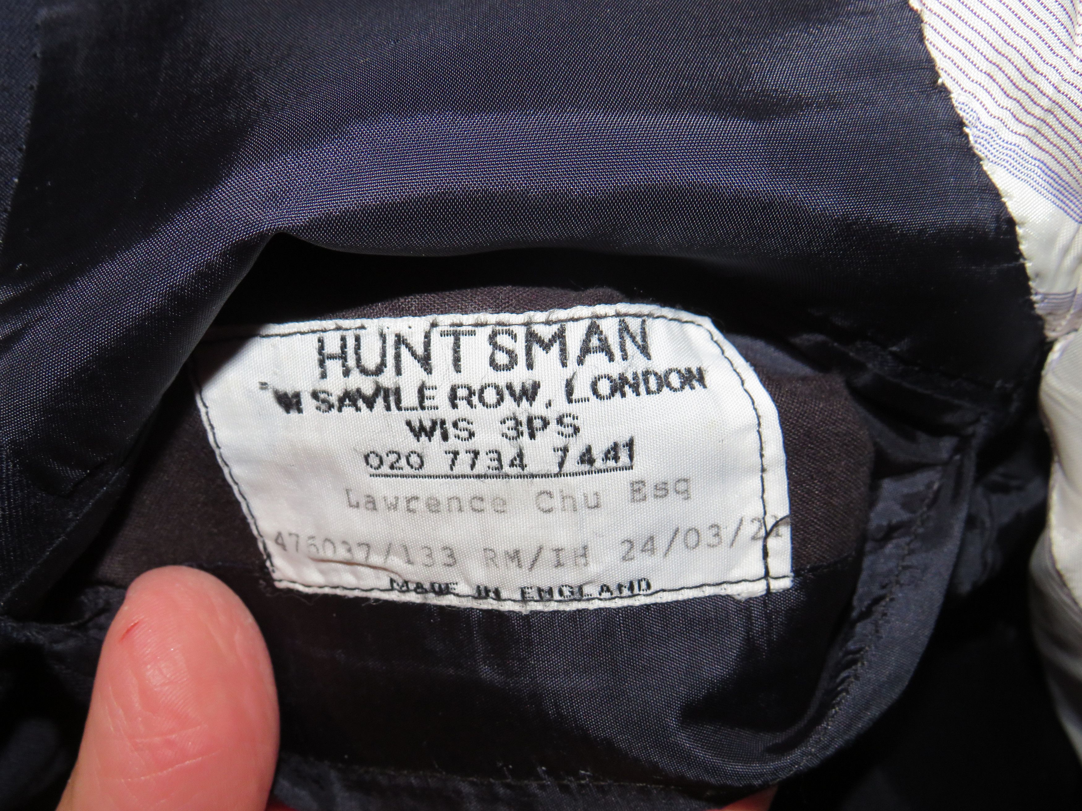 Huntsman × Savile Row Bespoke 2021 Solid Navy One Button Suit 36S Size 36S - 21 Thumbnail