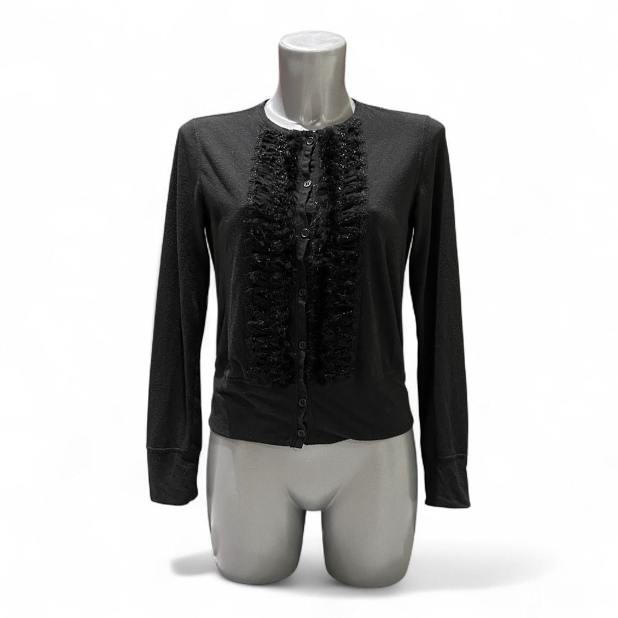 Share Spirit Homme Share Spirit Black Fur Trim Cardigan (Size 38) Size S / US 4 / IT 40 - 1 Thumbnail