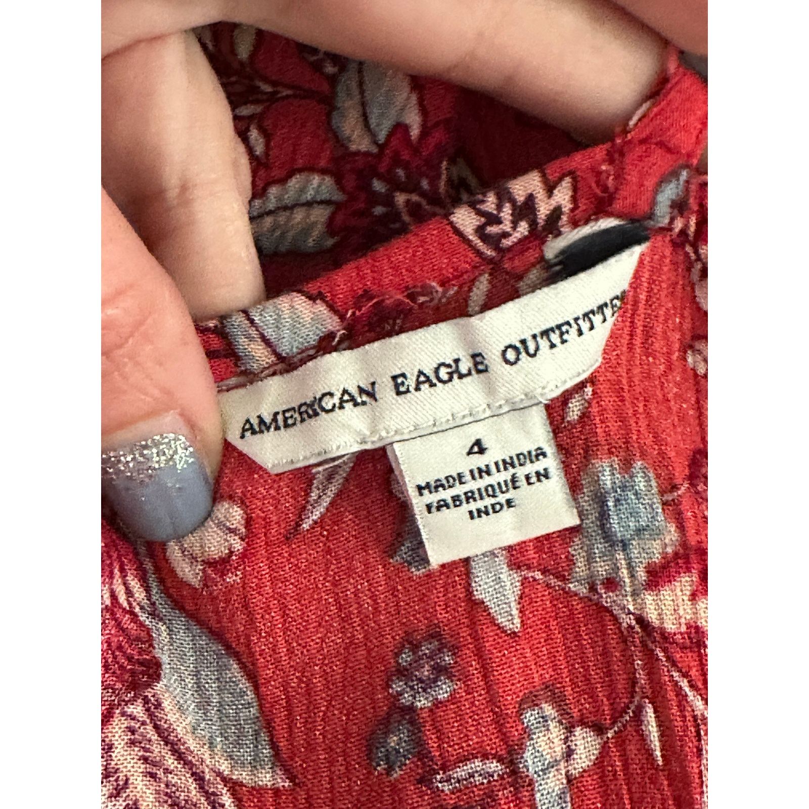 American Eagle Outfitters American Eagle red blue tank romper size 4 Size 27" / US 4 / IT 40 - 3 Thumbnail