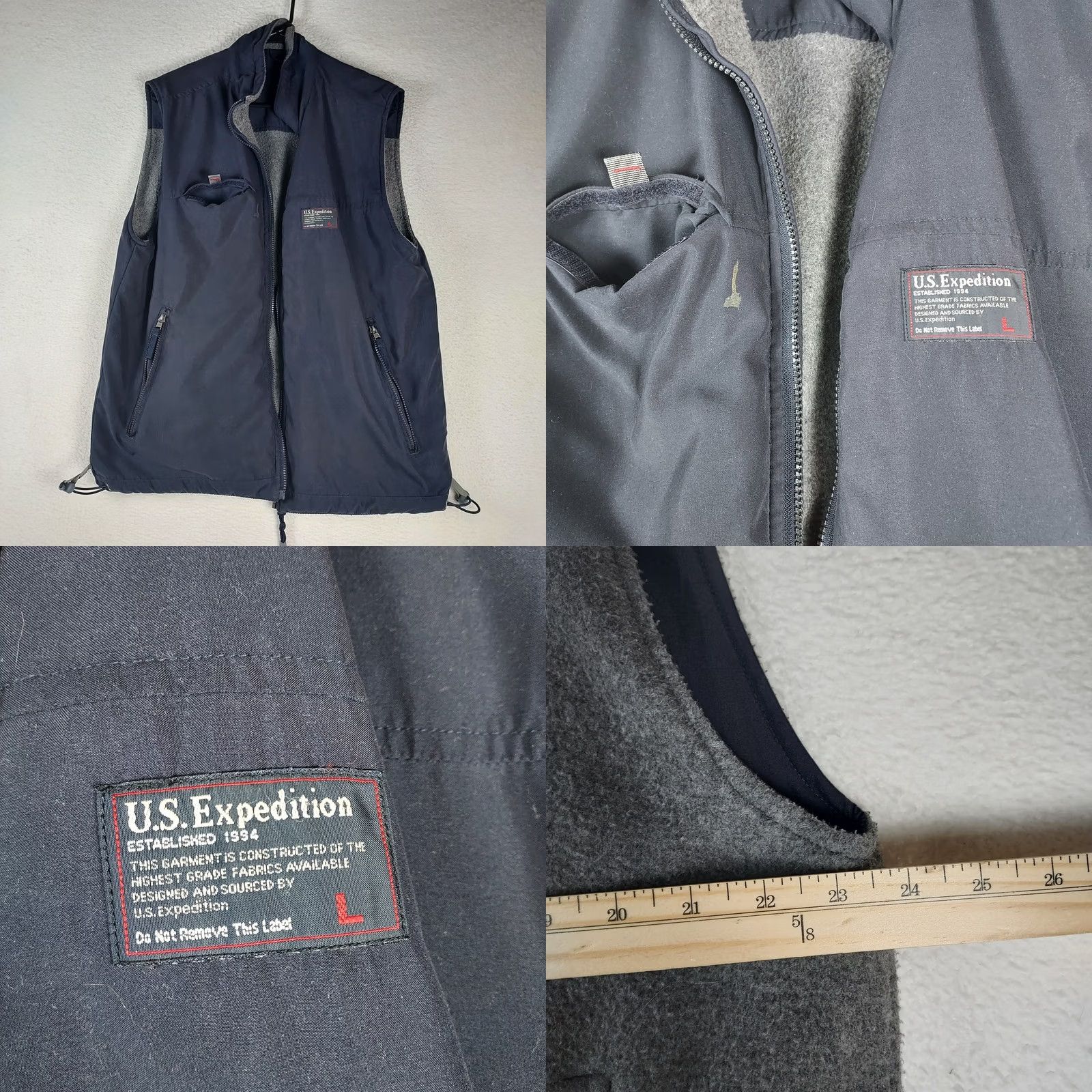 Vintage Grays US Expedition Vest Mens Large Reversible Navy Shell Gray Fleece Full Zip Outdoor Size US L / EU 52-54 / 3 - 8 Thumbnail
