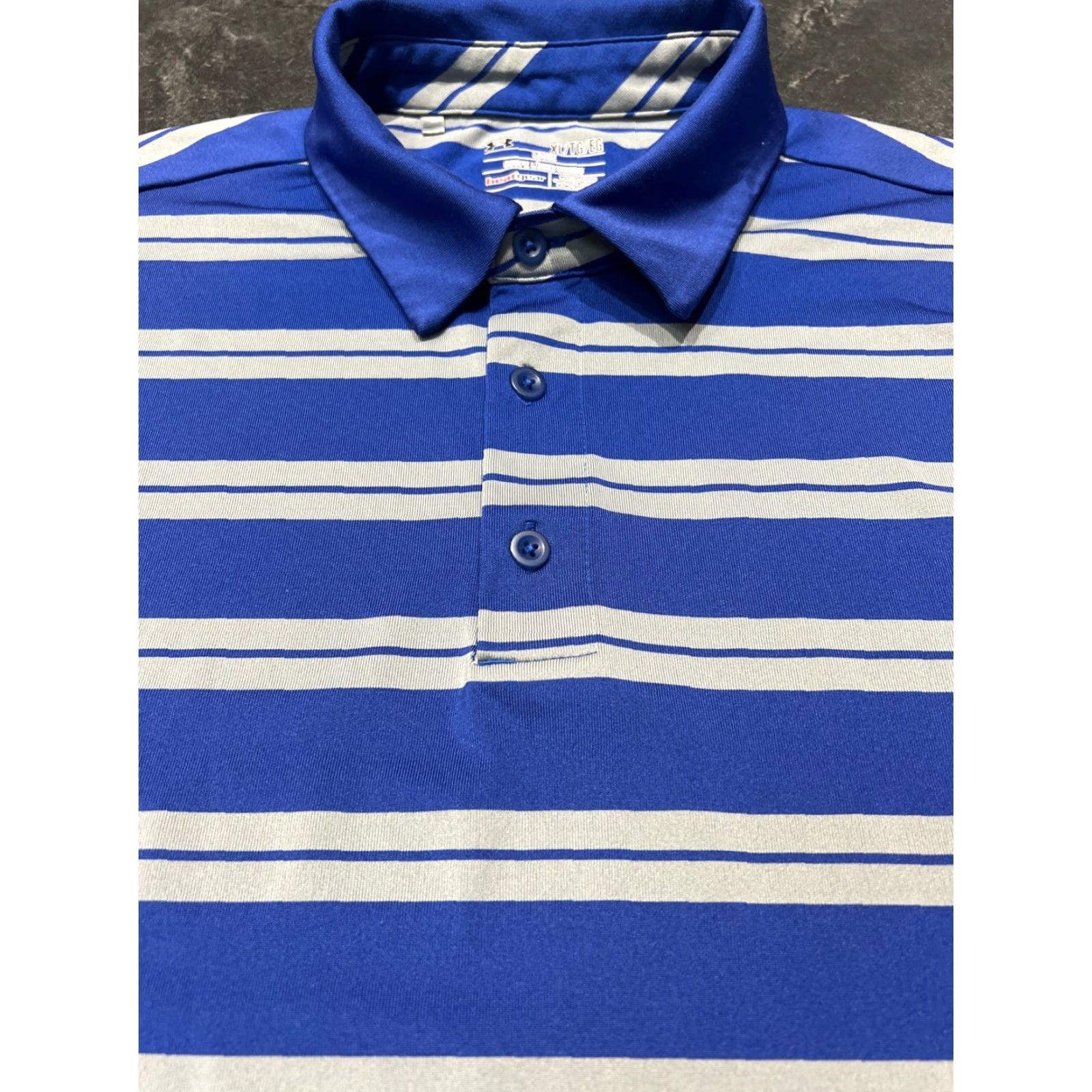 Under Armour Under Armour Golf Polo Shirt Blue Striped Adult Large Performance Mens Size US L / EU 52-54 / 3 - 4 Thumbnail