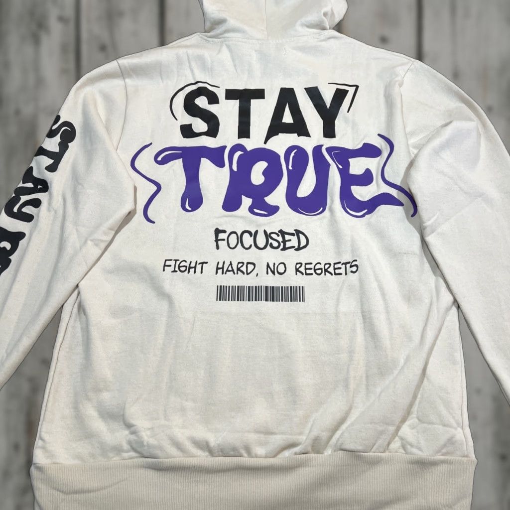 Seven Souls Limited Edition Hoodie Sweatshirt Men Large Stay True Fleece NWT Beige City Graphic Print Hooded Pockets Regular Fit Men’s Boys?