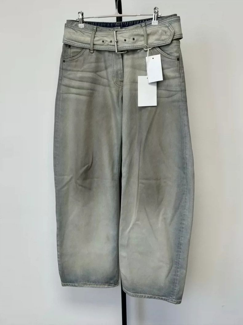 Acne Studios Grayish-green loose-belted trousers and jeans
