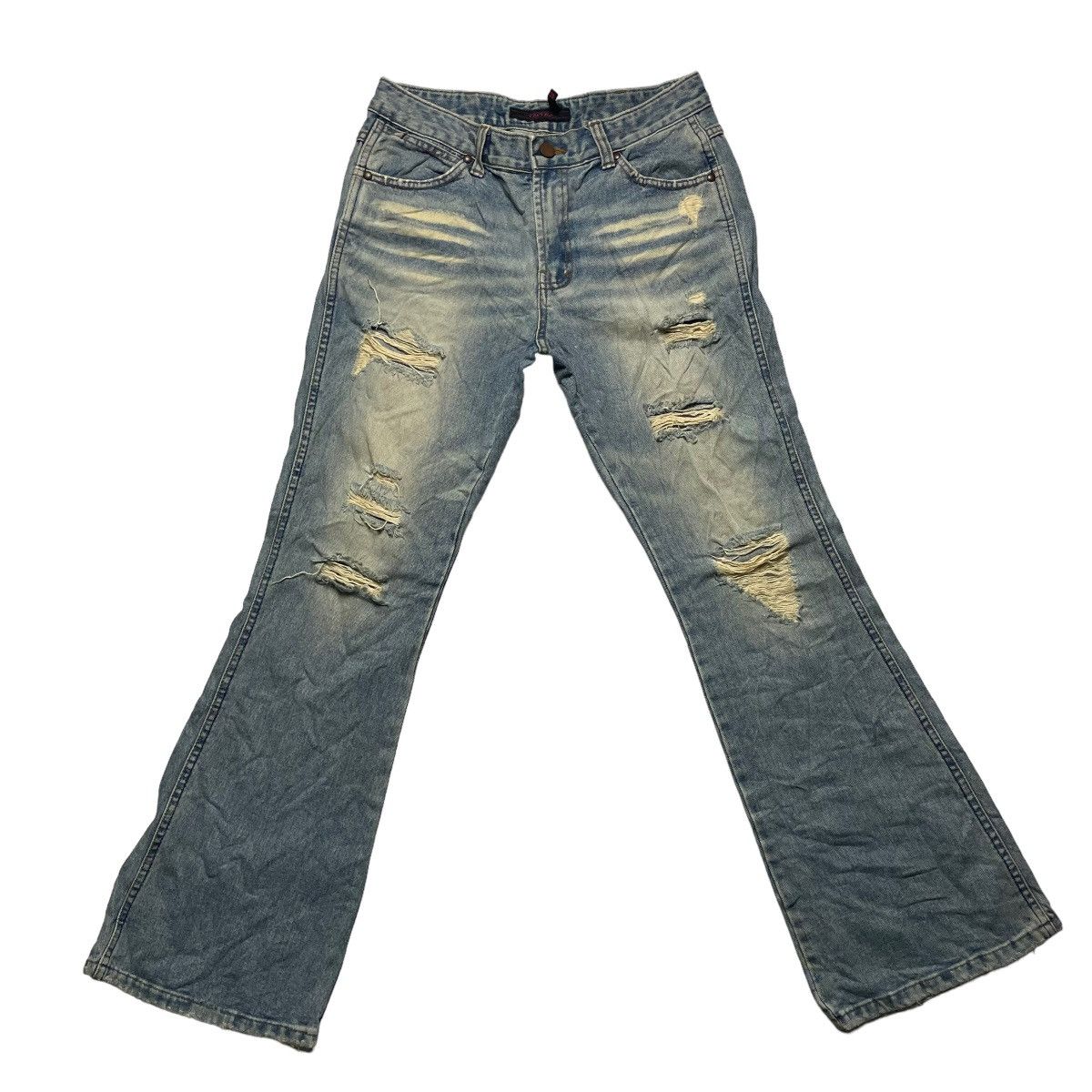 If Six Was Nine 🇯🇵 SUPER FLARE TANTRA DISTRESSED RUSTY DENIM PANTS Size US 29 - 1 Thumbnail