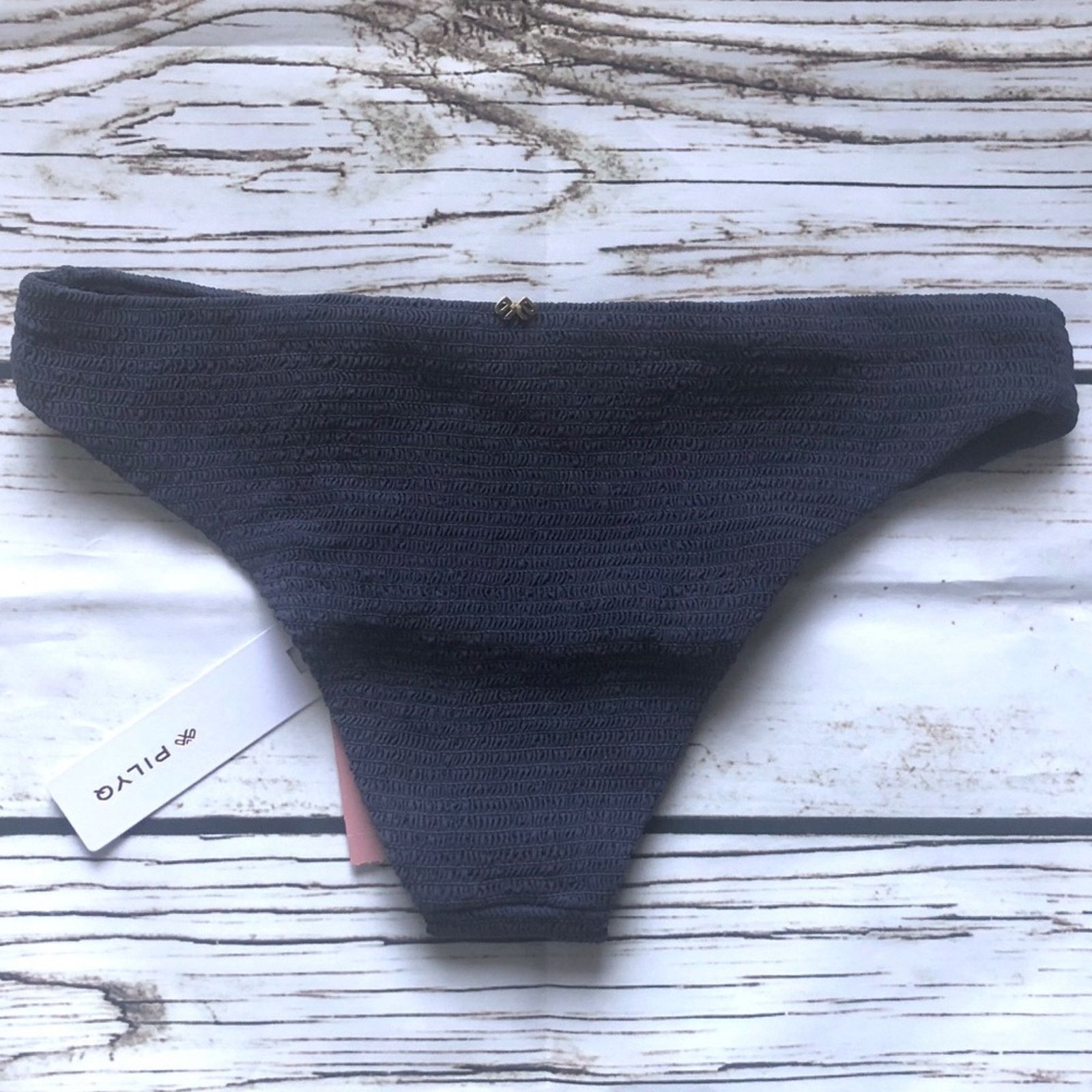 Other Navy Blue Poseidon Smocked Terry Swim Bikini Bottom PilyQ Size S / US 4 / IT 40 - 4 Thumbnail