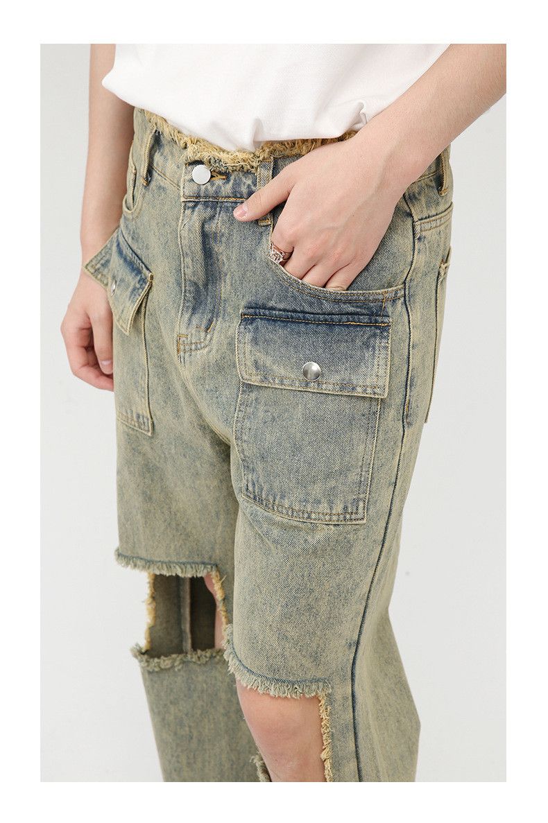 Japanese Brand × Jean Japanese retro raw edge ripped straight jeans Size US 32 / EU 48 - 4 Thumbnail