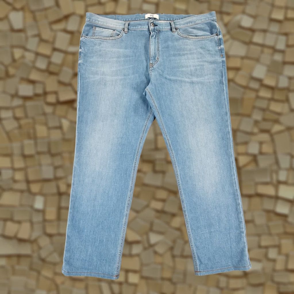 Denime Spoke Jeans Blue W42 L30 Regular Fit Straight Stretch Denim Mens Pants Size US 33 - 1 Thumbnail