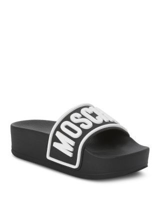 Moschino Moschino Logo Platform Slide Sandals Black Womens Size US 8 / IT 38 - 1 Thumbnail