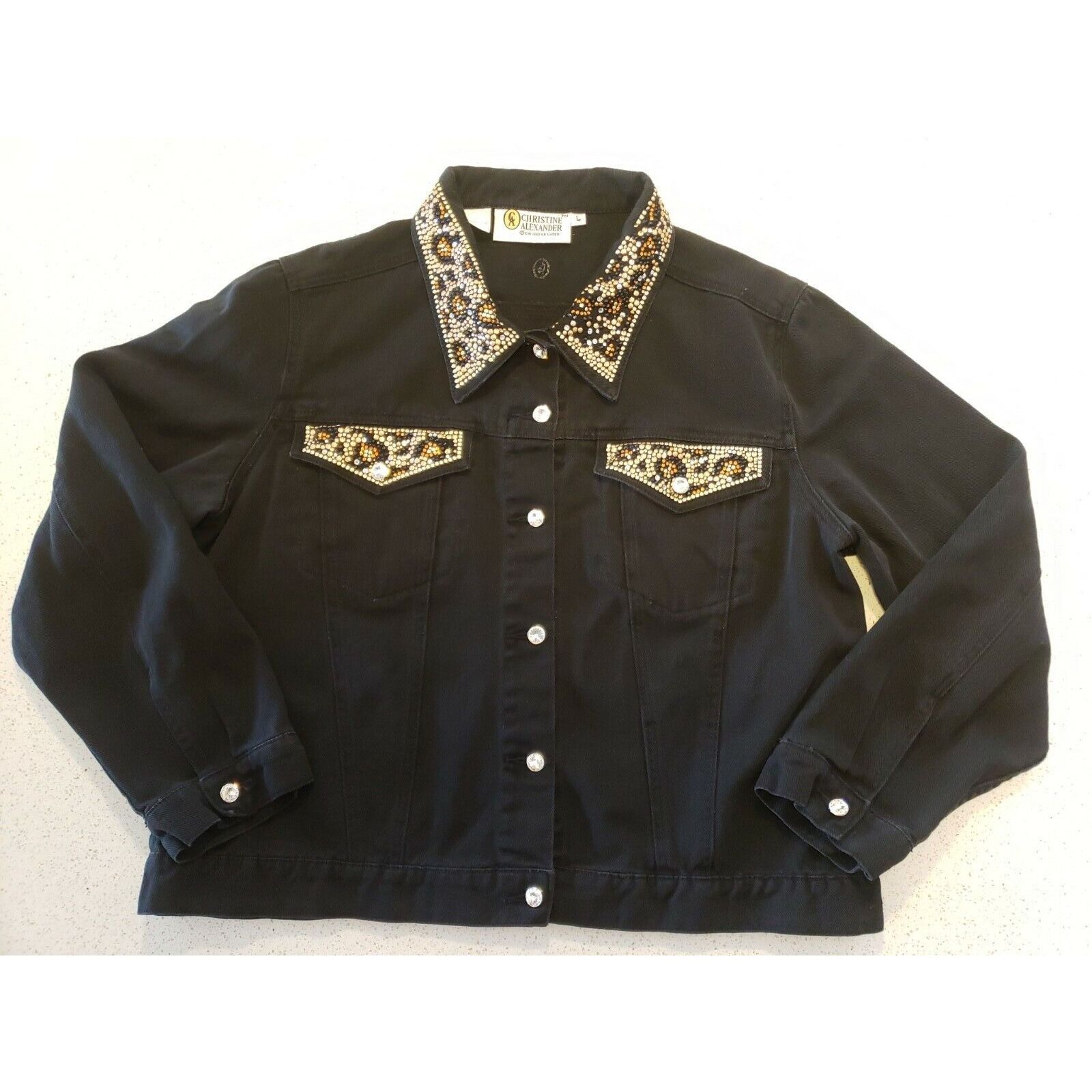 Vintage Christine Alexander Studded Jean Jacket Womens L Black Swaro Size L / US 10 / IT 46 - 3 Thumbnail