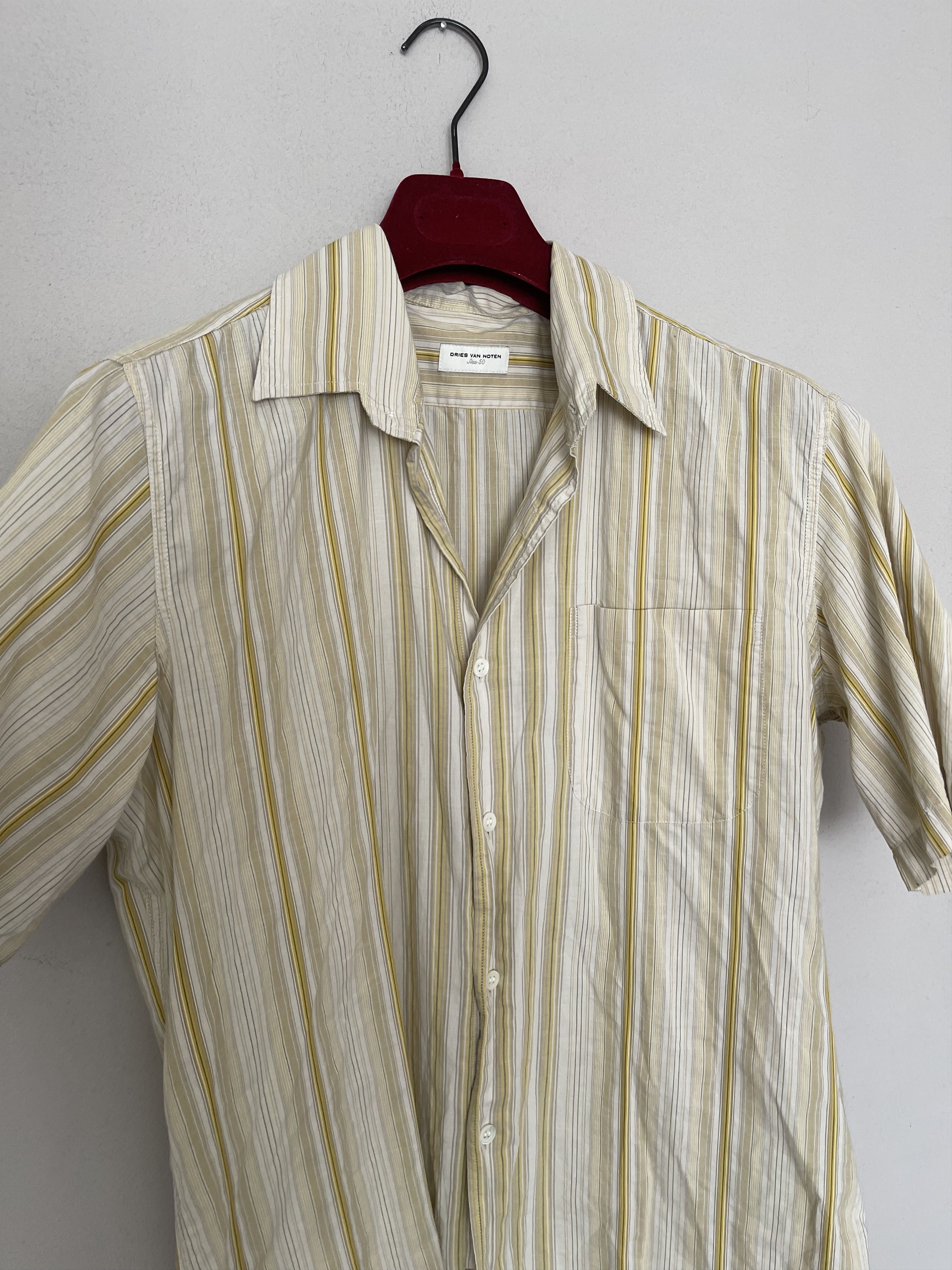 Dries Van Noten Light Summer Shirt Yellow-beige striped Size US M / EU 48-50 / 2 - 3 Thumbnail