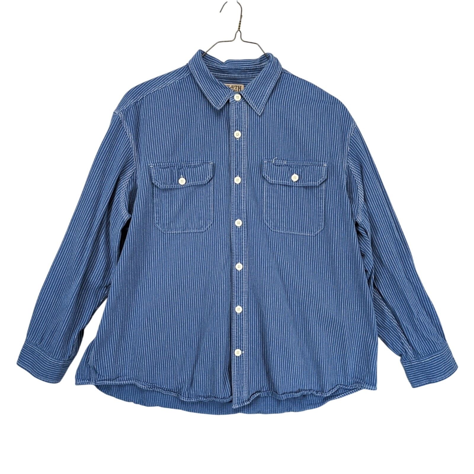 Duluth Trading Company Duluth Trading Men's 2XL Cotton Blue Striped Button Up Shirt Size US XXL / EU 58 / 5 - 1 Thumbnail