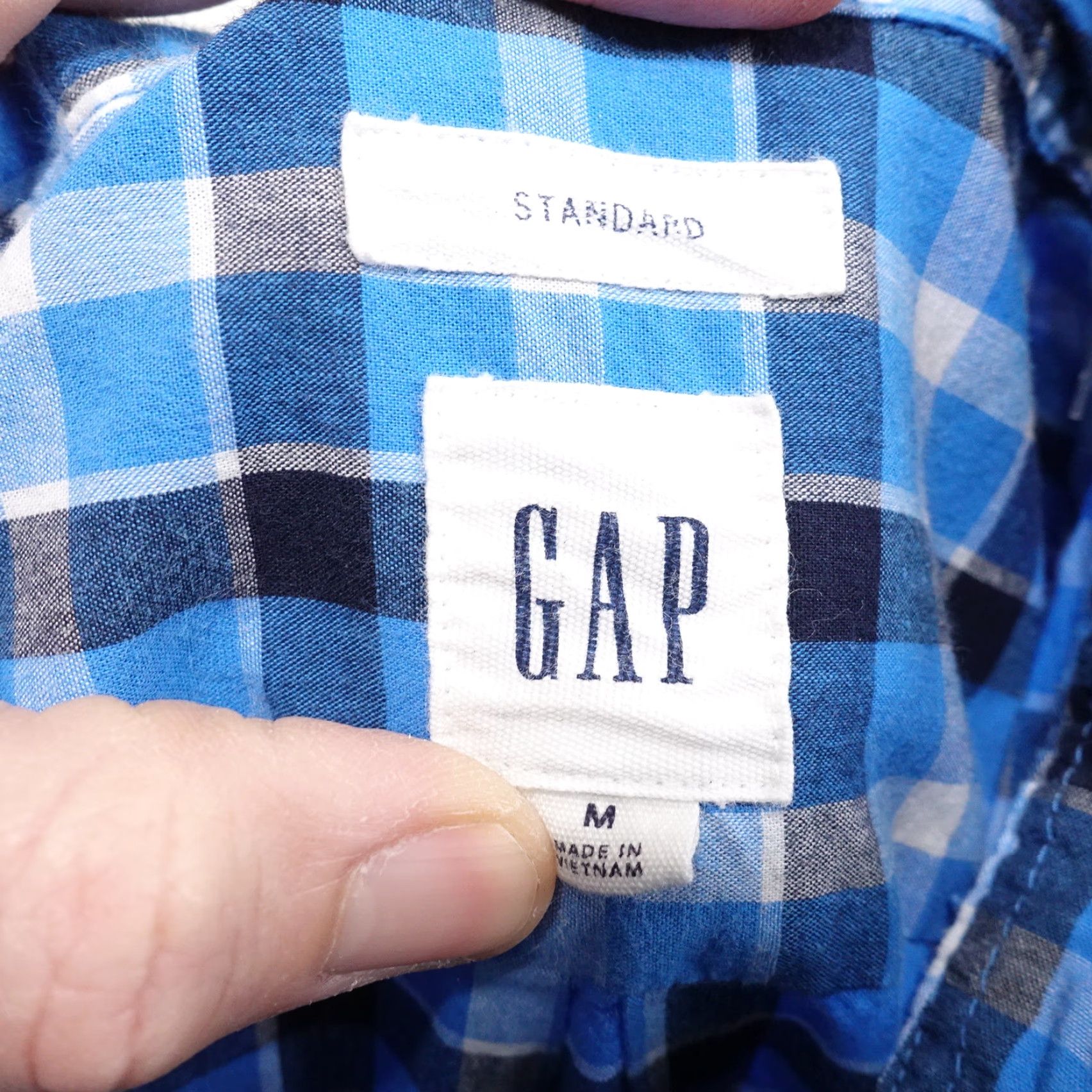 Gap GAP Blue Check Button-Up Shirt Mens Medium Standard Fit Long Sleeve Collared Cotton Size US M / EU 48-50 / 2 - 6 Thumbnail