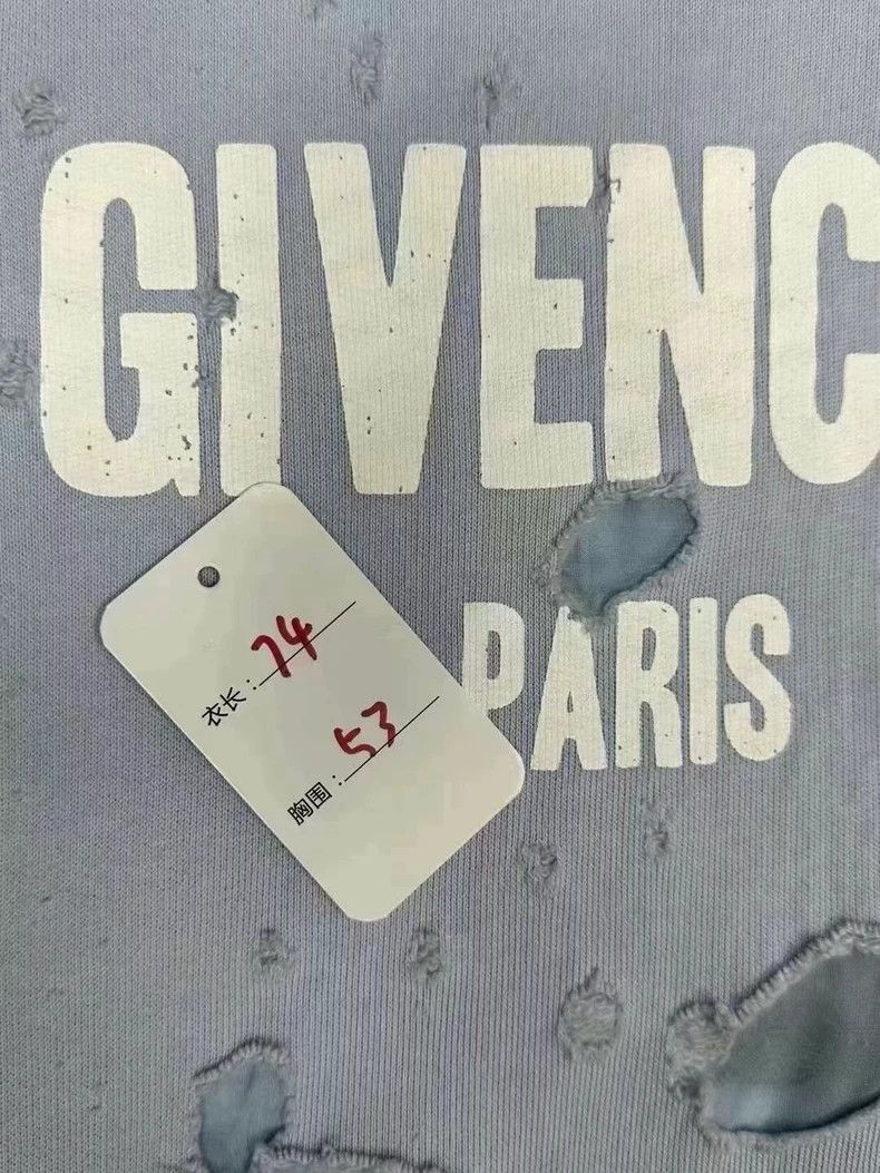 Givenchy Givenchy Foggy Blue Ripped Letter Hoodie Size US XS / EU 42 / 0 - 6 Thumbnail