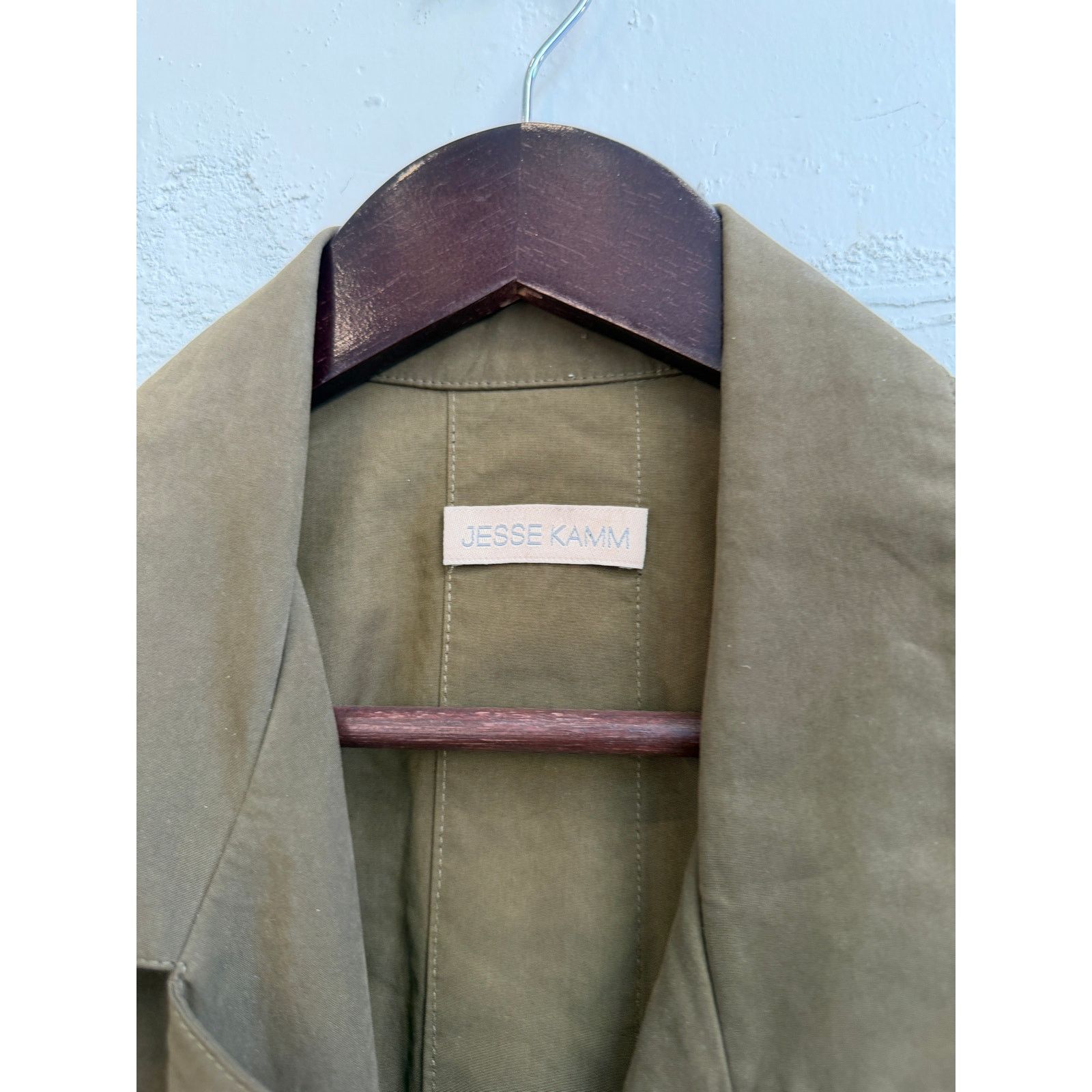 Jesse Kamm Jesse Kamm Olive Green Trench Coat Size ONE SIZE - 2 Thumbnail