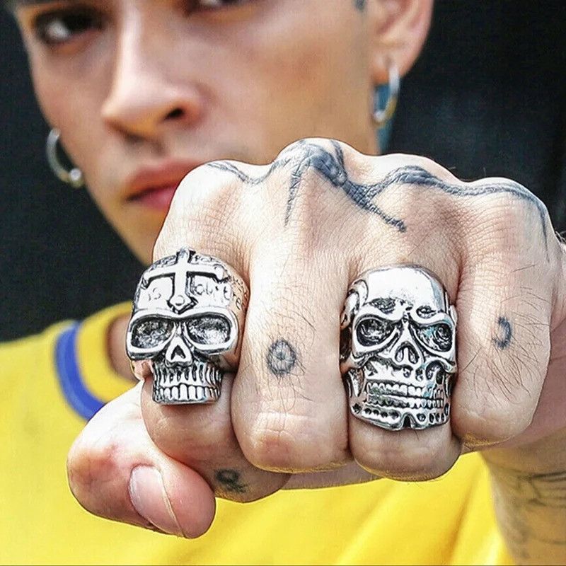 Jewelry × Vintage Retro Cross Skull Ring Size ONE SIZE - 3 Thumbnail