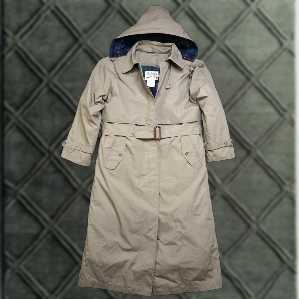 Vintage VINTAGE Cabela's Trench Coat Womens M Tan Goose Down Hooded Lined Jacket Flannel Wind-Resistant Pockets Long Shirt Size M / US 6-8 / IT 42-44 - 1 Thumbnail