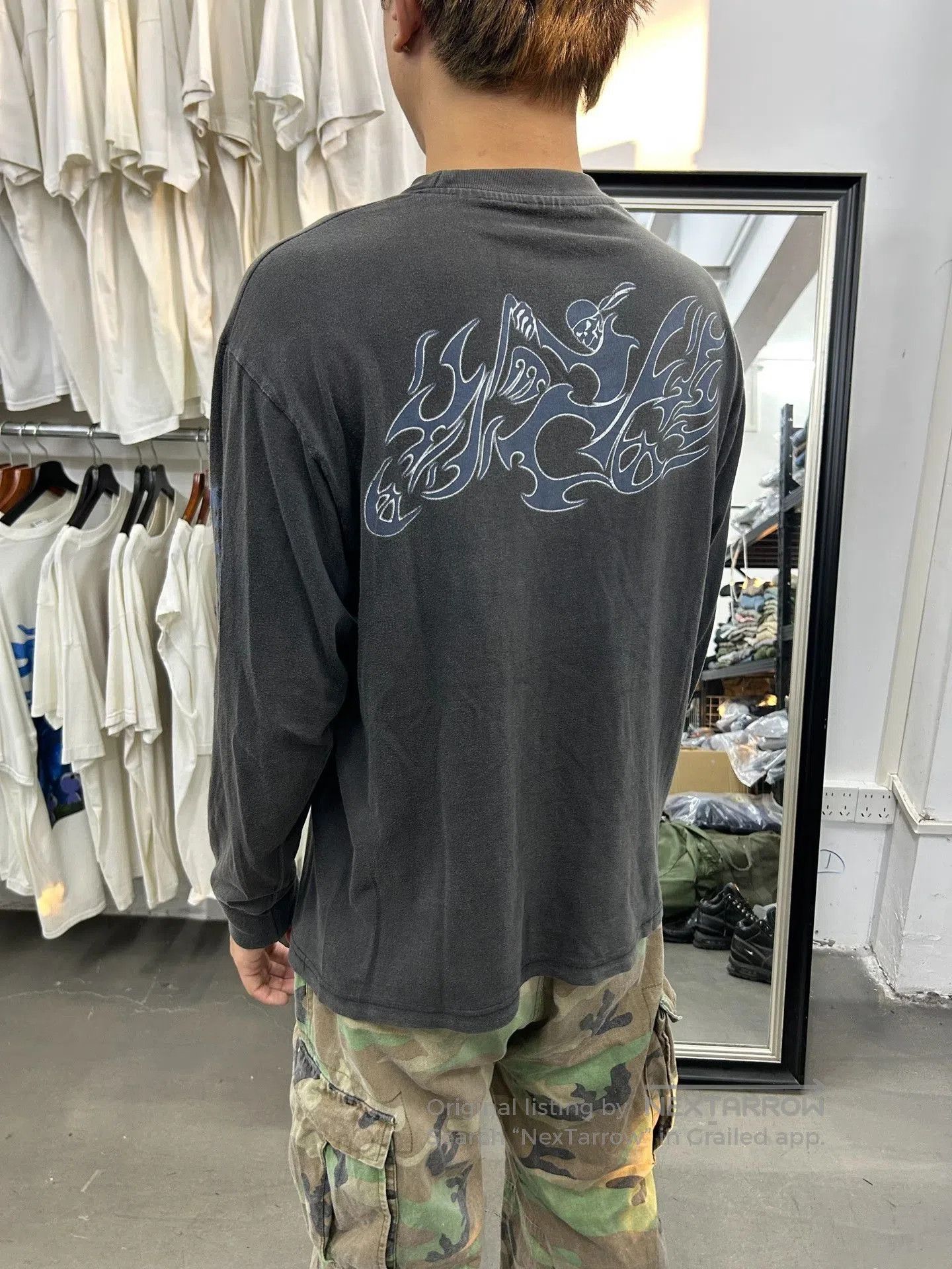 Vintage Vintage 90s Skull Motorcycle Long Sleeve Tee. Size US M / EU 48-50 / 2 - 5 Thumbnail